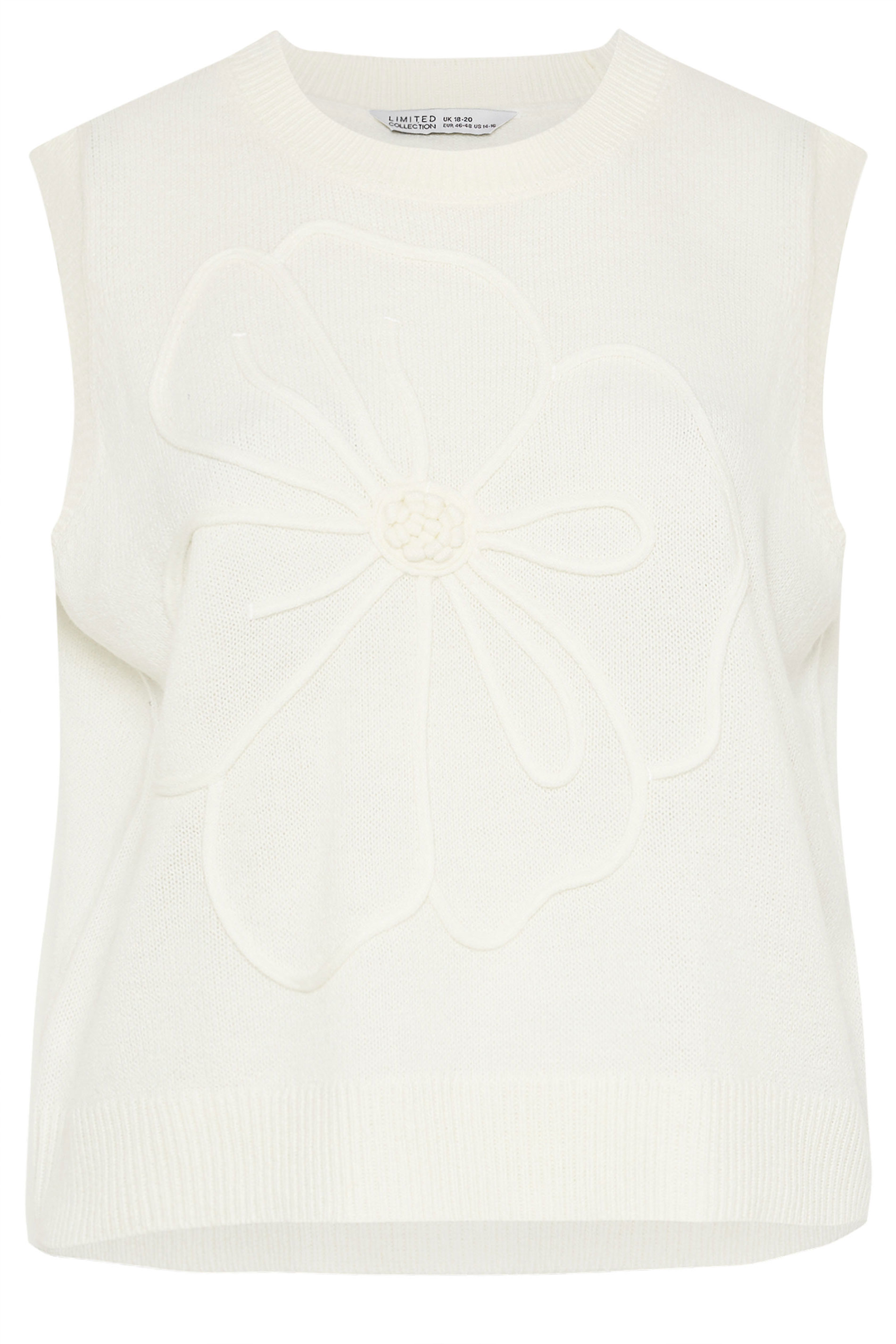 LIMITED COLLECTION Plus Size White Embroidered Floral Knitted Top | Yours Clothing 5