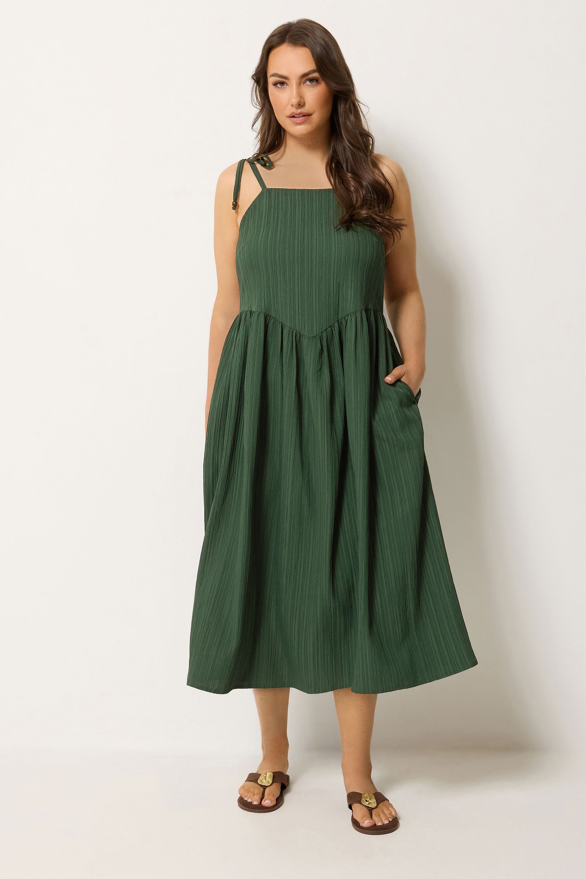 YOURS Plus Size Green Strappy Dress | Yours Clothing 1