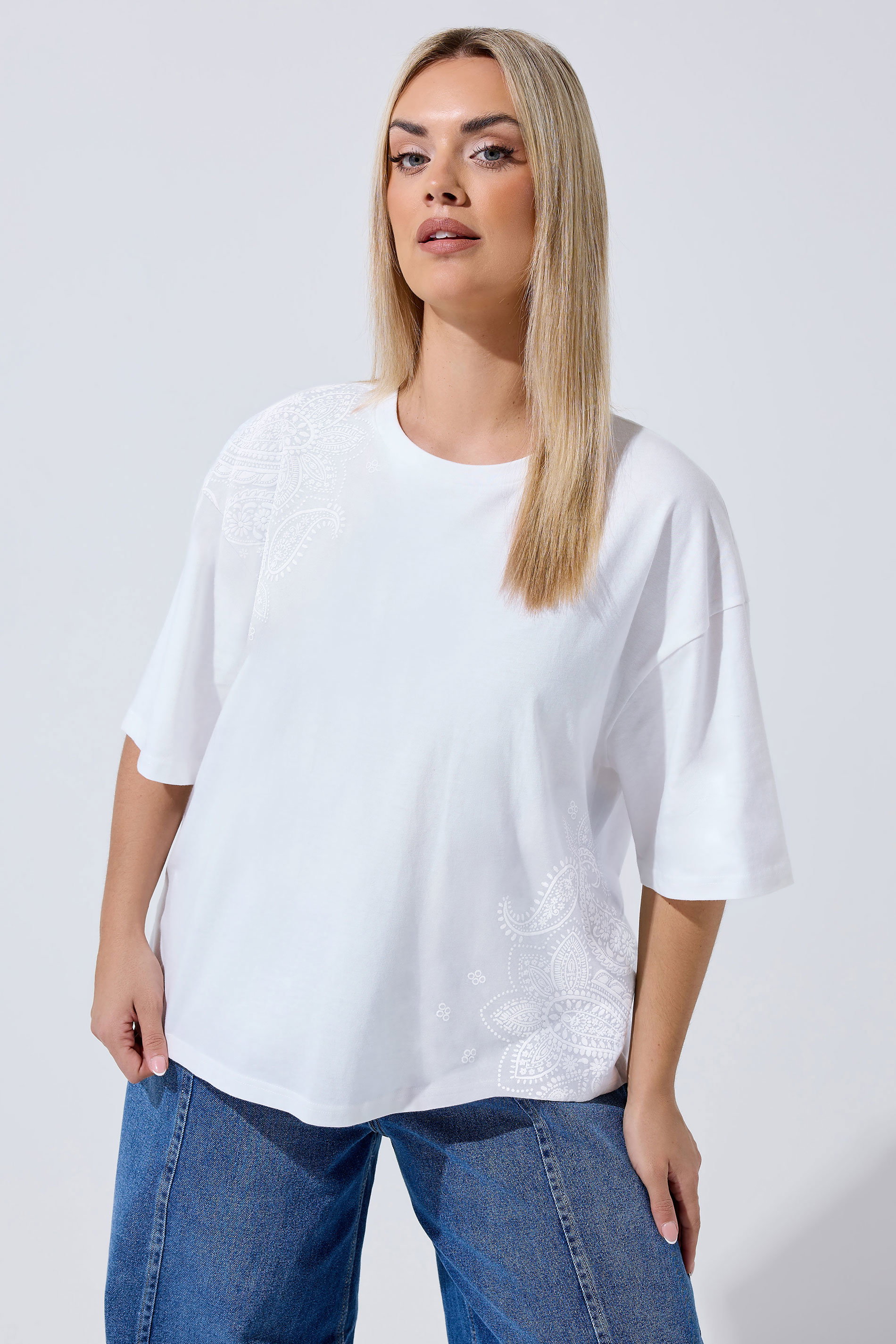 LIMITED COLLECTION Plus Size White Floral Print T-Shirt | Yours Clothing 3