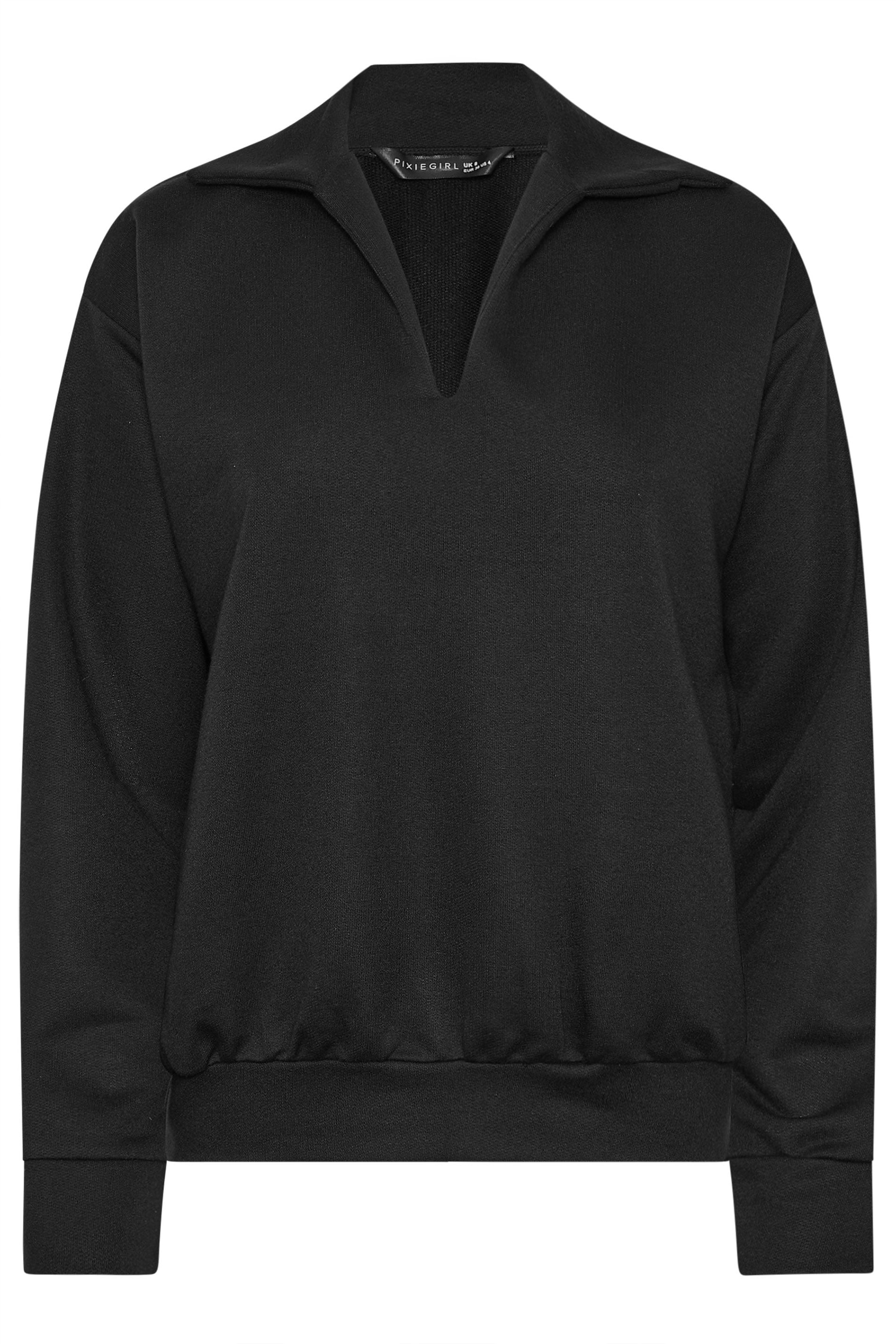 PixieGirl Petite Women's Black Collar Oversized Sweatshirt | PixieGirl 5