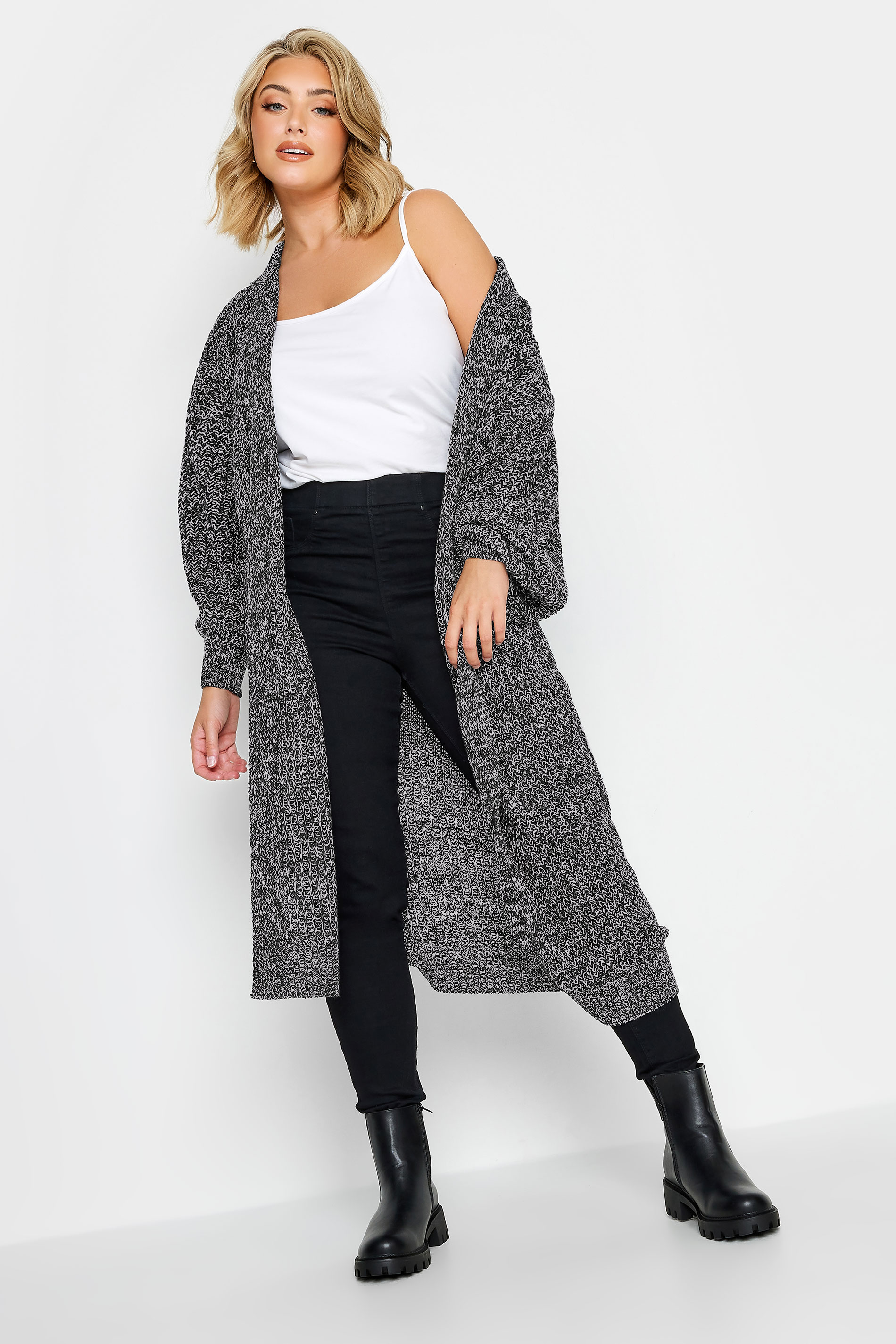 Plus Size Curve Black Twist Longline Hooded Cardigan | Yours Clothing 3