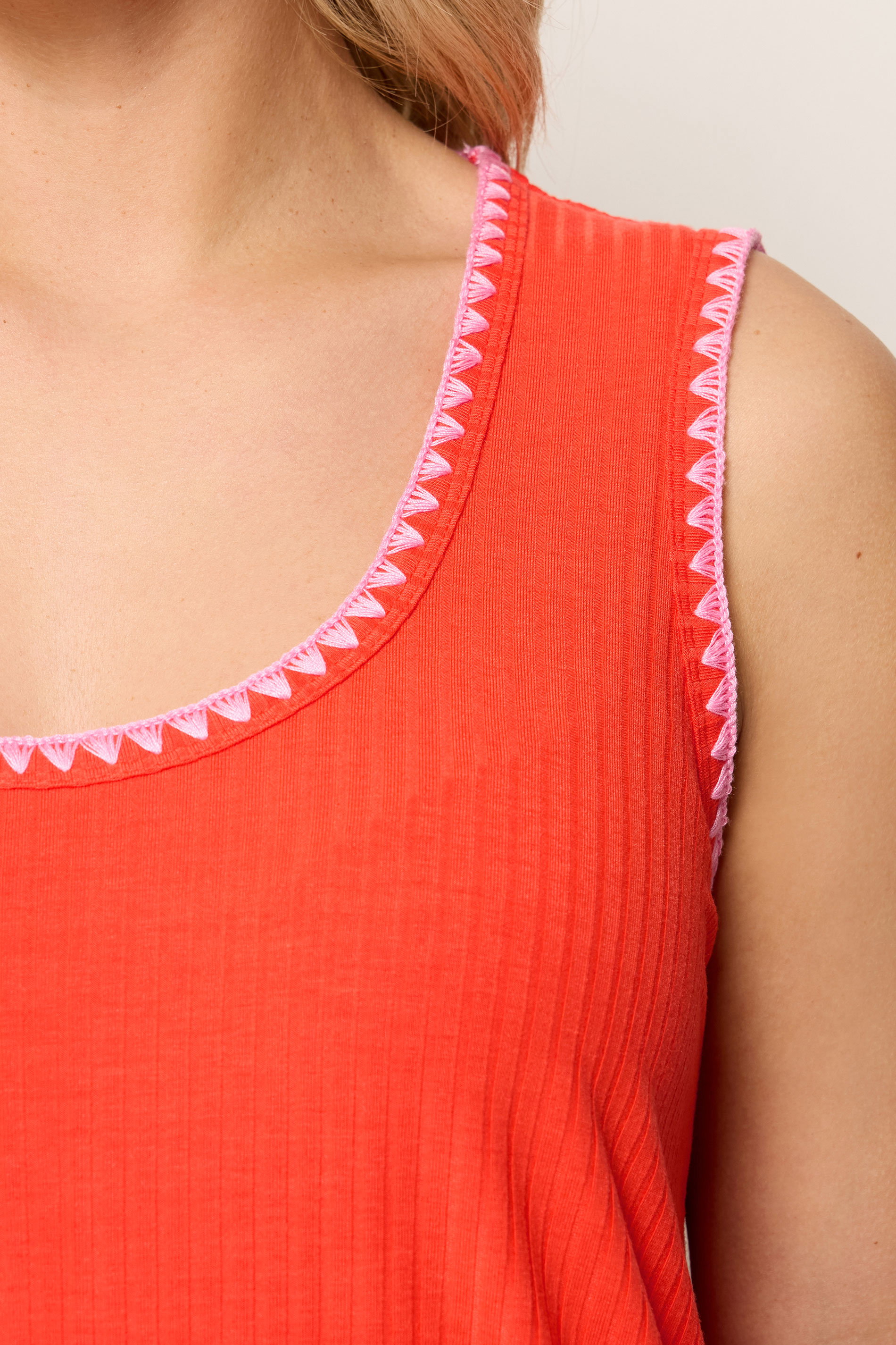 YOURS Plus Size Orange Contrast Stitch Vest Top | Yours Clothing 4