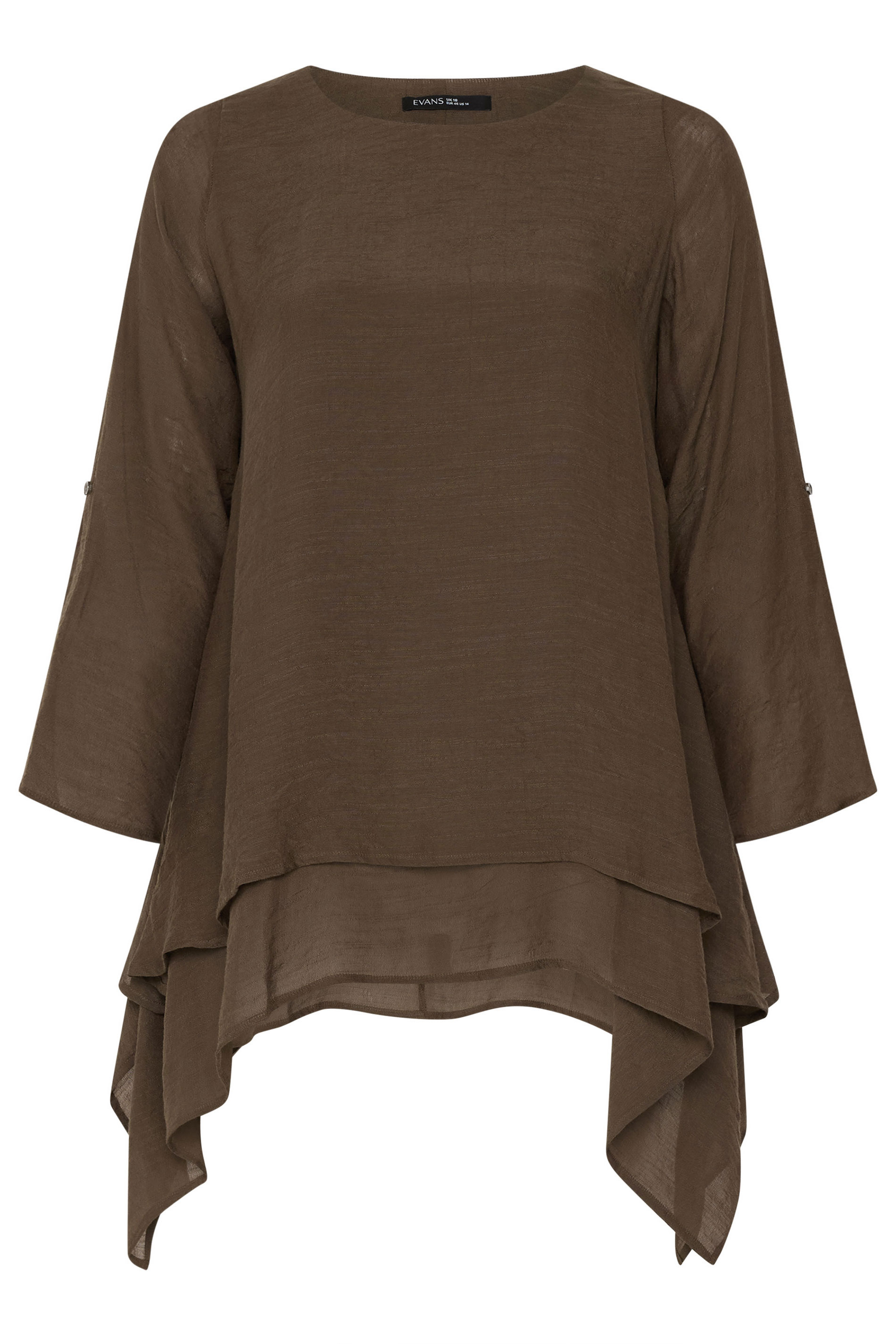 EVANS Plus Size Chocolate Brown Double Layer Blouse | Evans 5