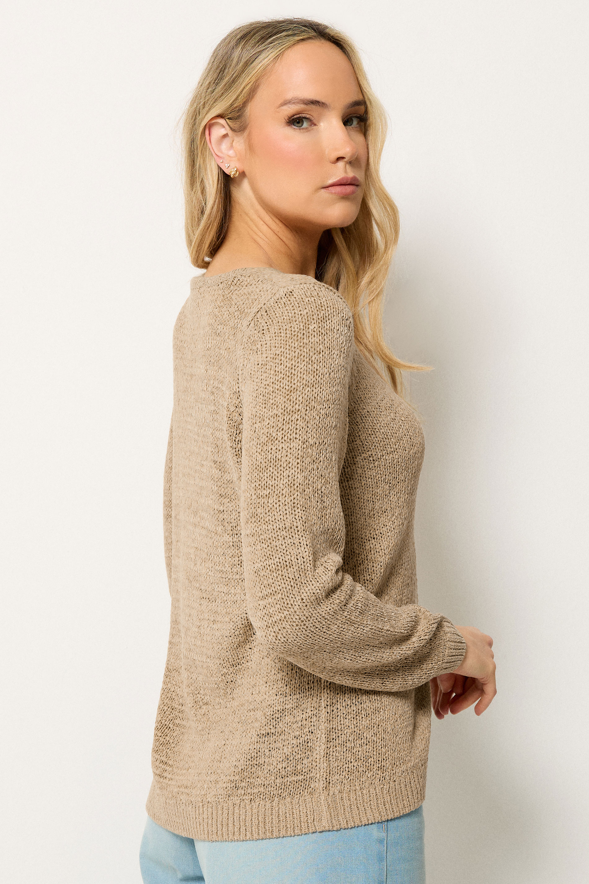 LTS Tall Women's Natural Brown Knitted Cardigan | Long Tall Sally 4