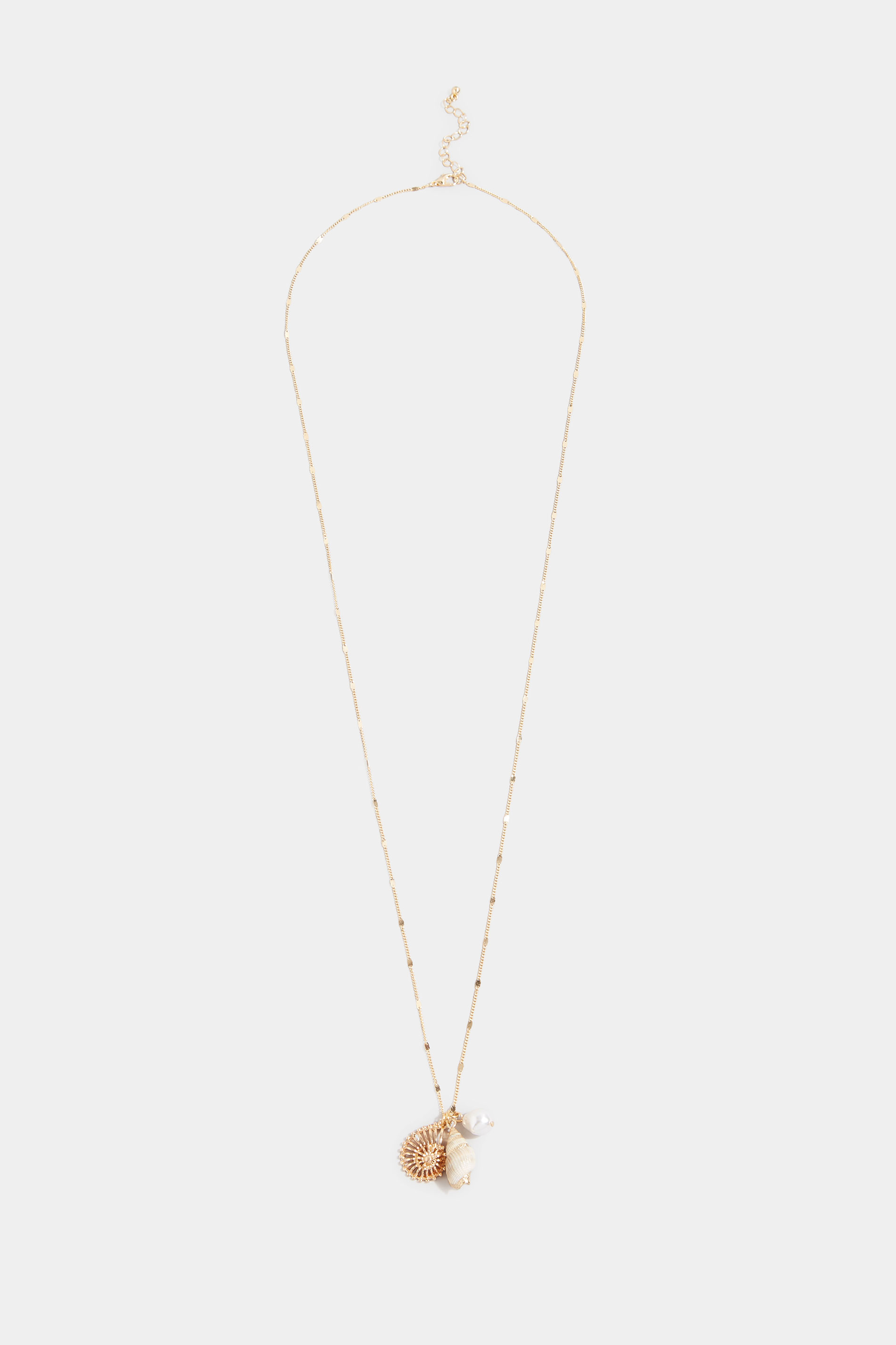 Gold Shell Charm Long Necklace 1
