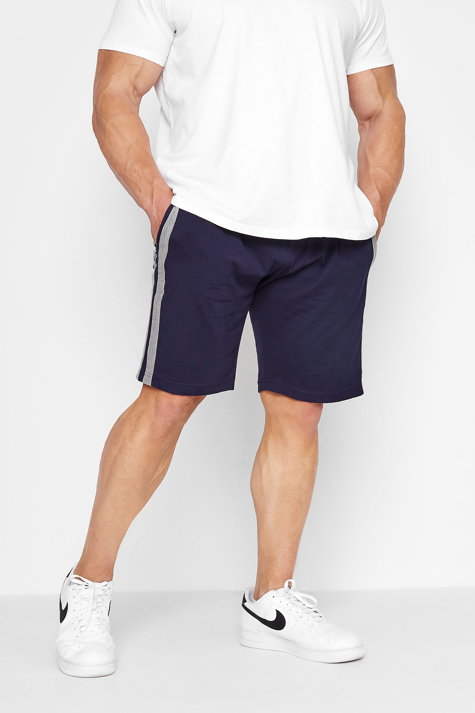 ED BAXTER Navy Blue Lounge Jogger Shorts | BadRhino 1