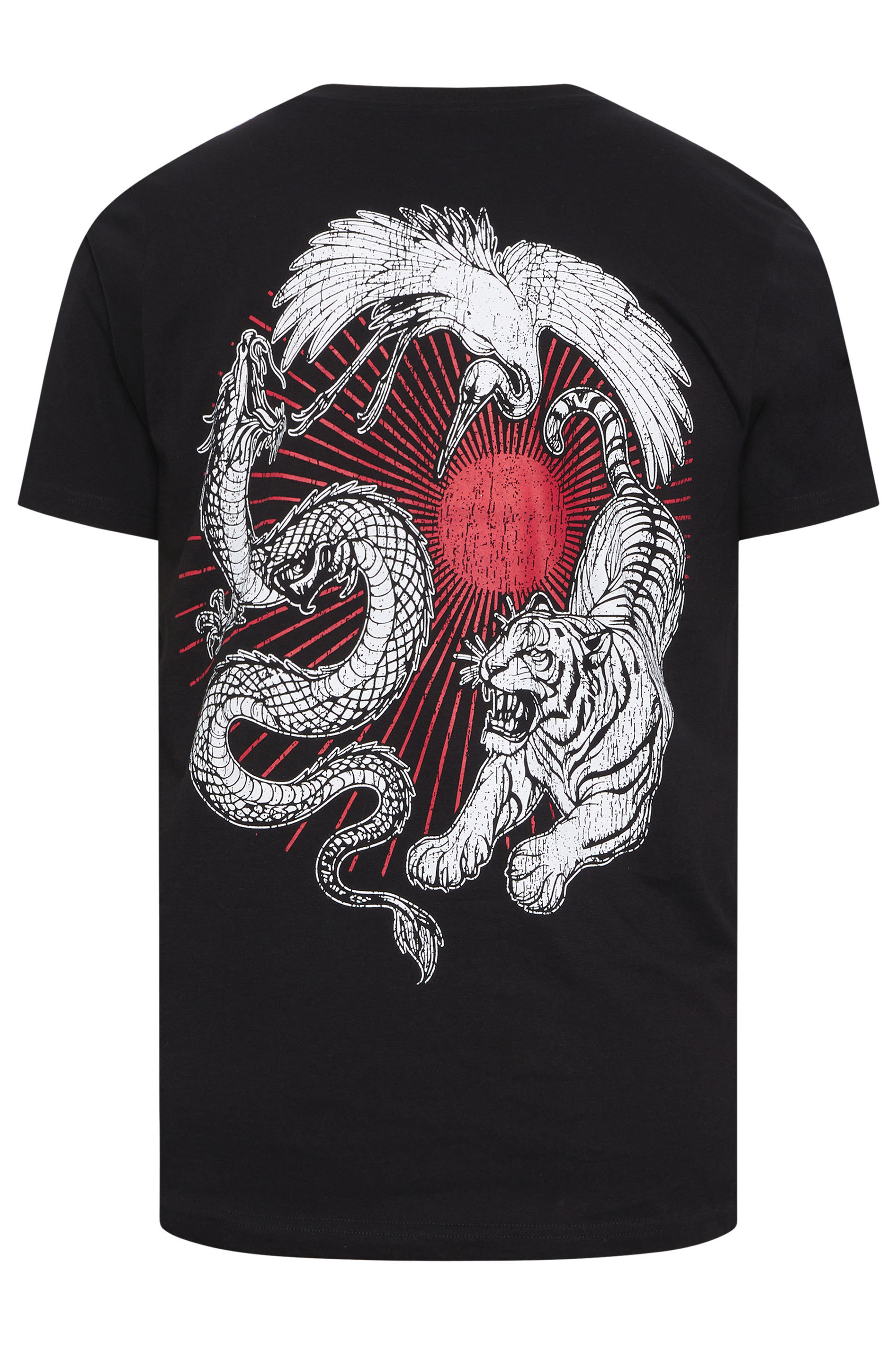 BadRhino Big & Tall Black Japanese Animal Graphic T-Shirt | BadRhino 7