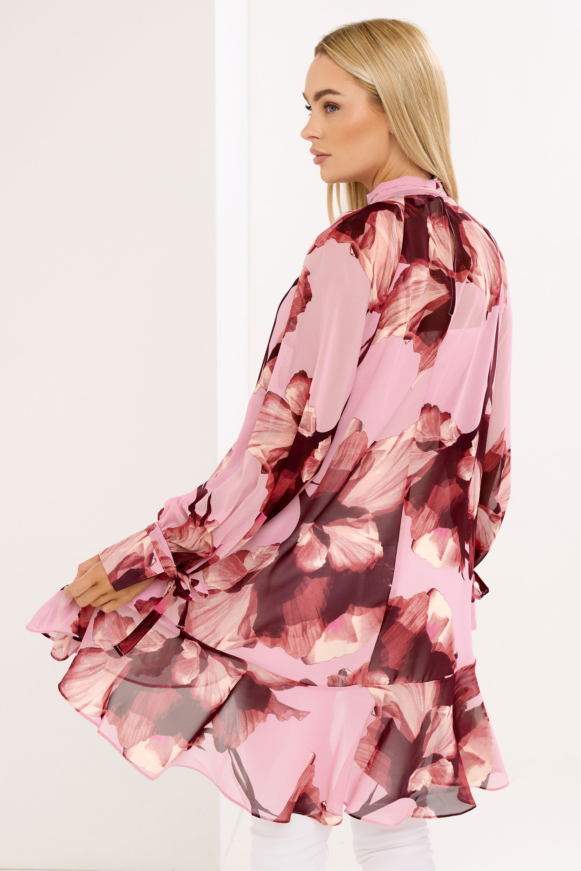STAR Pink Floral Print Dipped Hem Tunic Top | StarByJM 2
