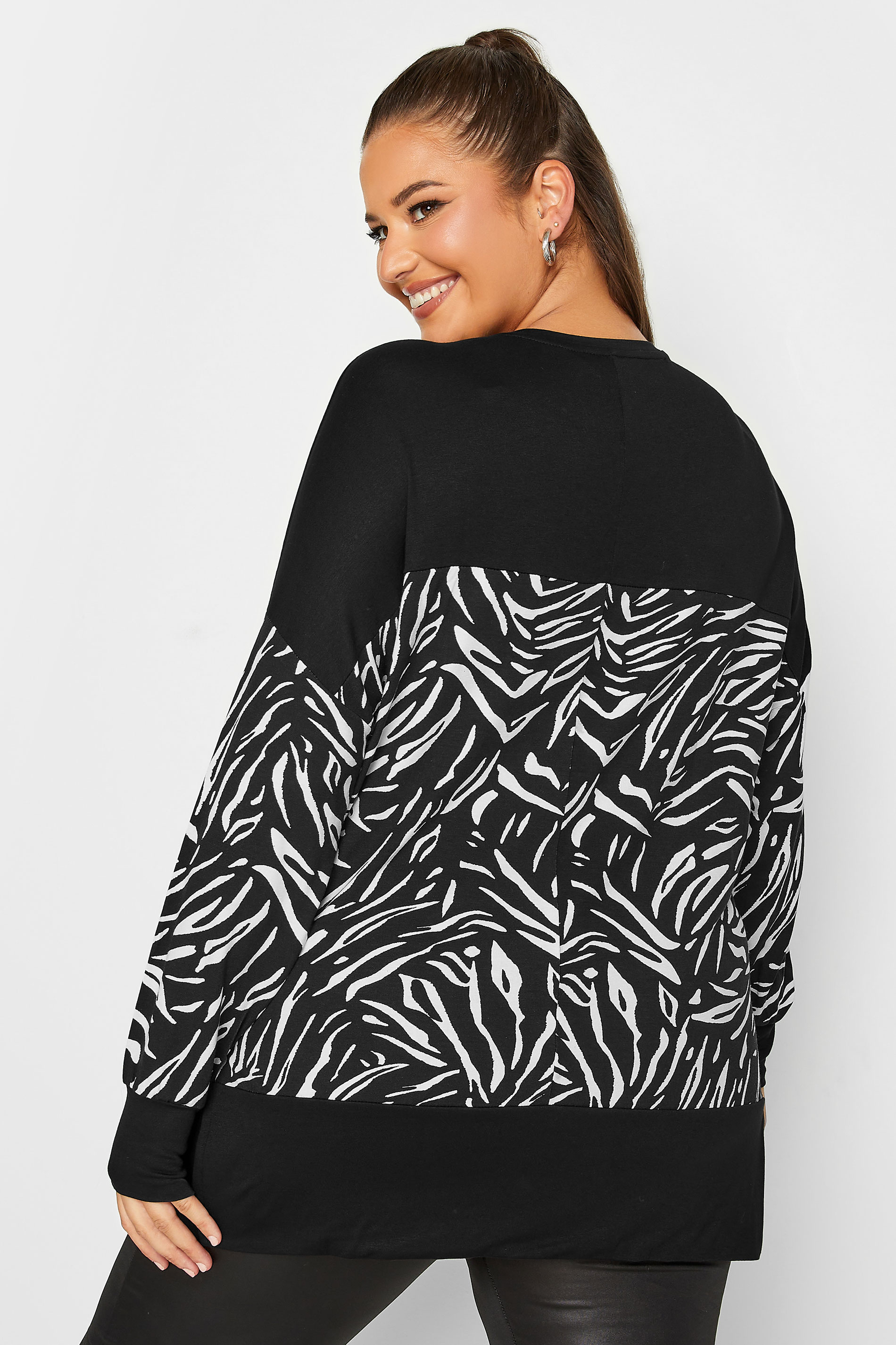 Plus Size Black Animal Print Long Sleeve Top | Yours Clothing  3