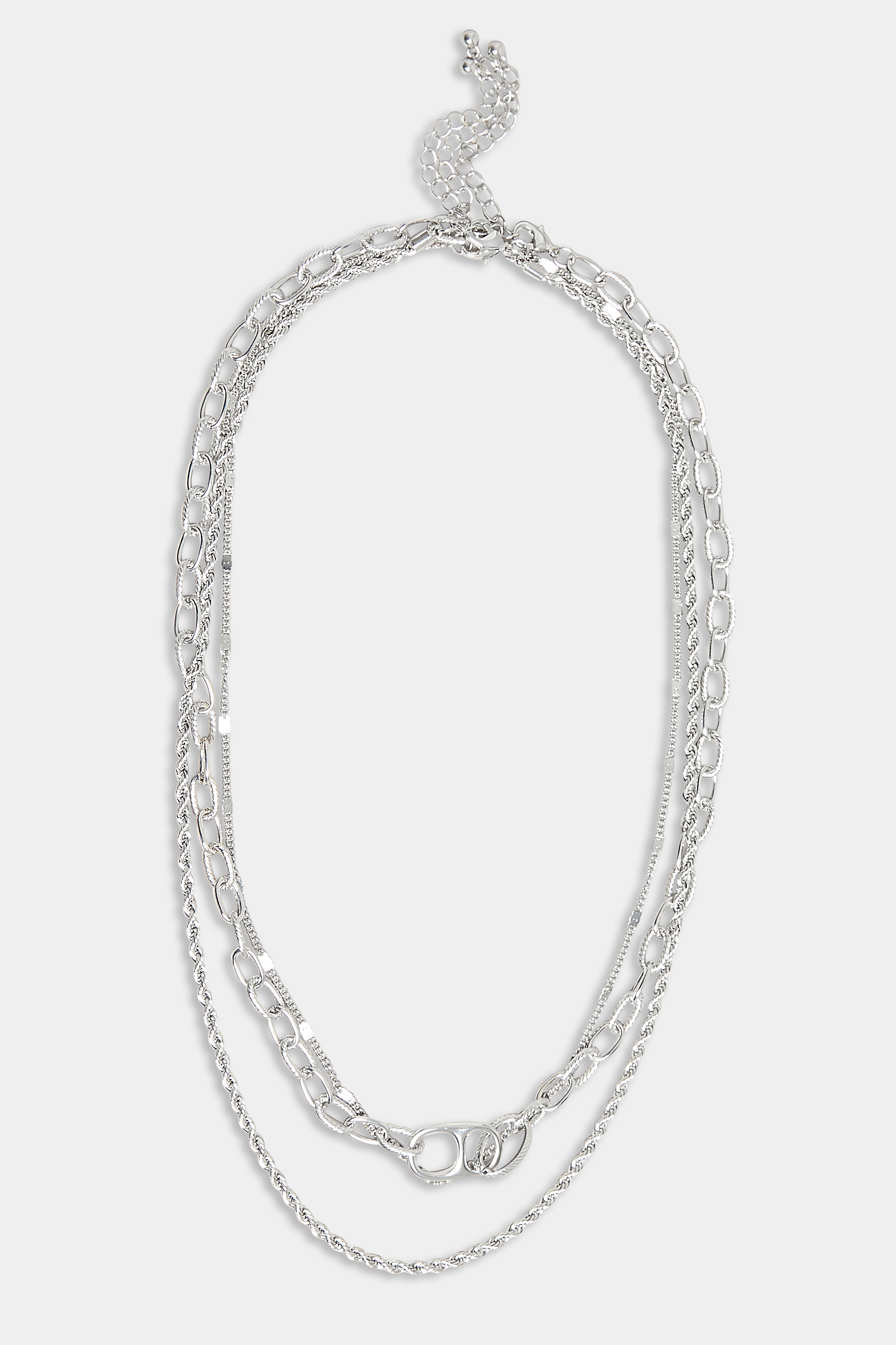 3 PACK Silver Chain Necklace Set | Yours Clothing 2