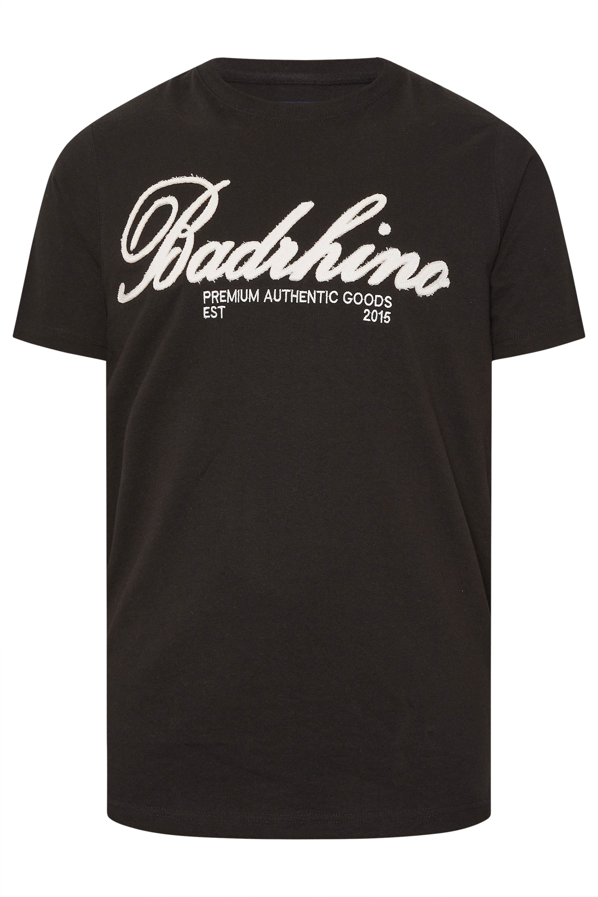 BadRhino Big & Tall Black Embroidered Script T-Shirt | BadRhino 5