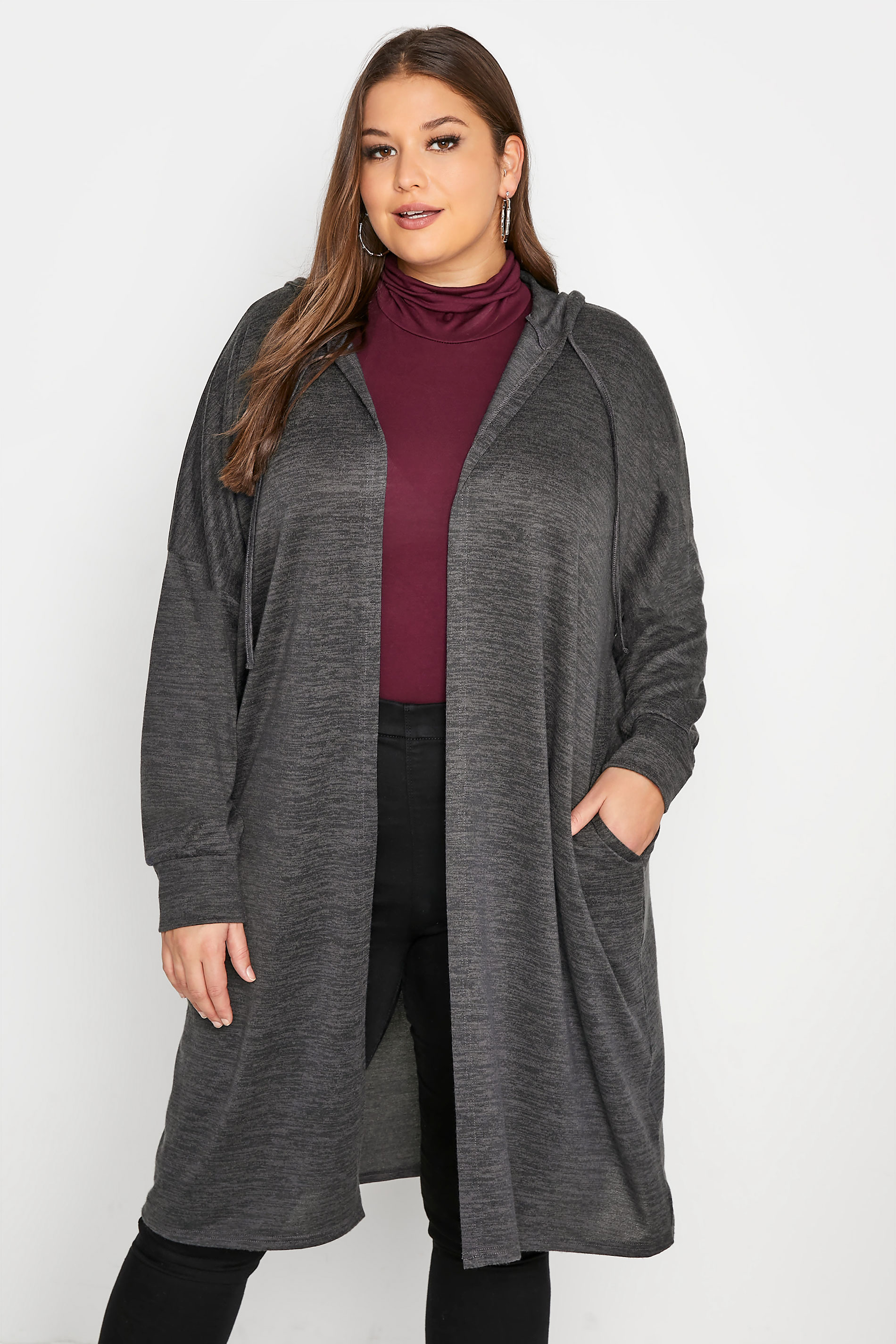 Charcoal Grey Soft Touch Hooded Cardigan_a.jpg