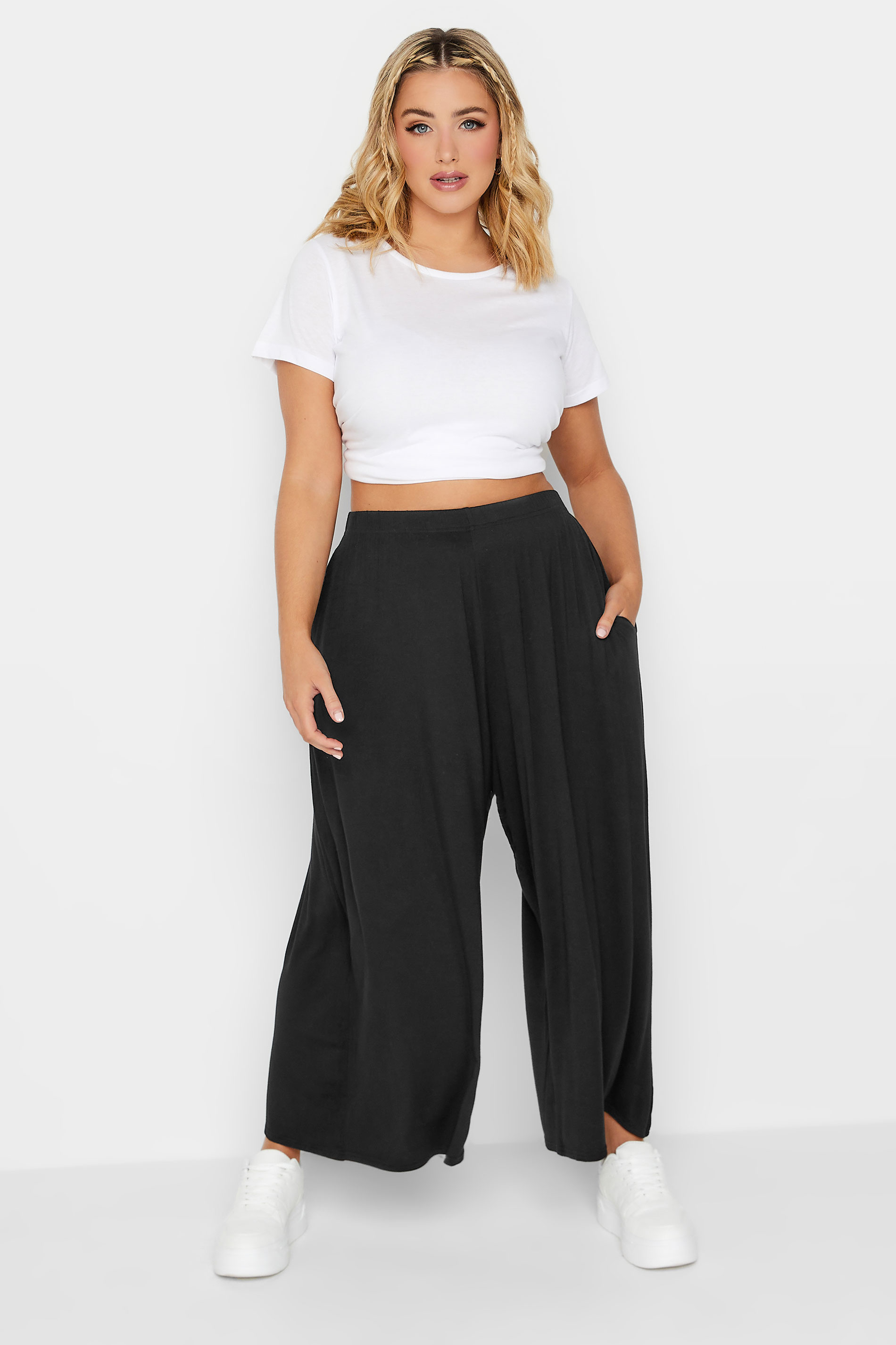 LIMITED COLLECTION Plus Size Black Extra Wide Leg Culottes | Yours Clothing  2