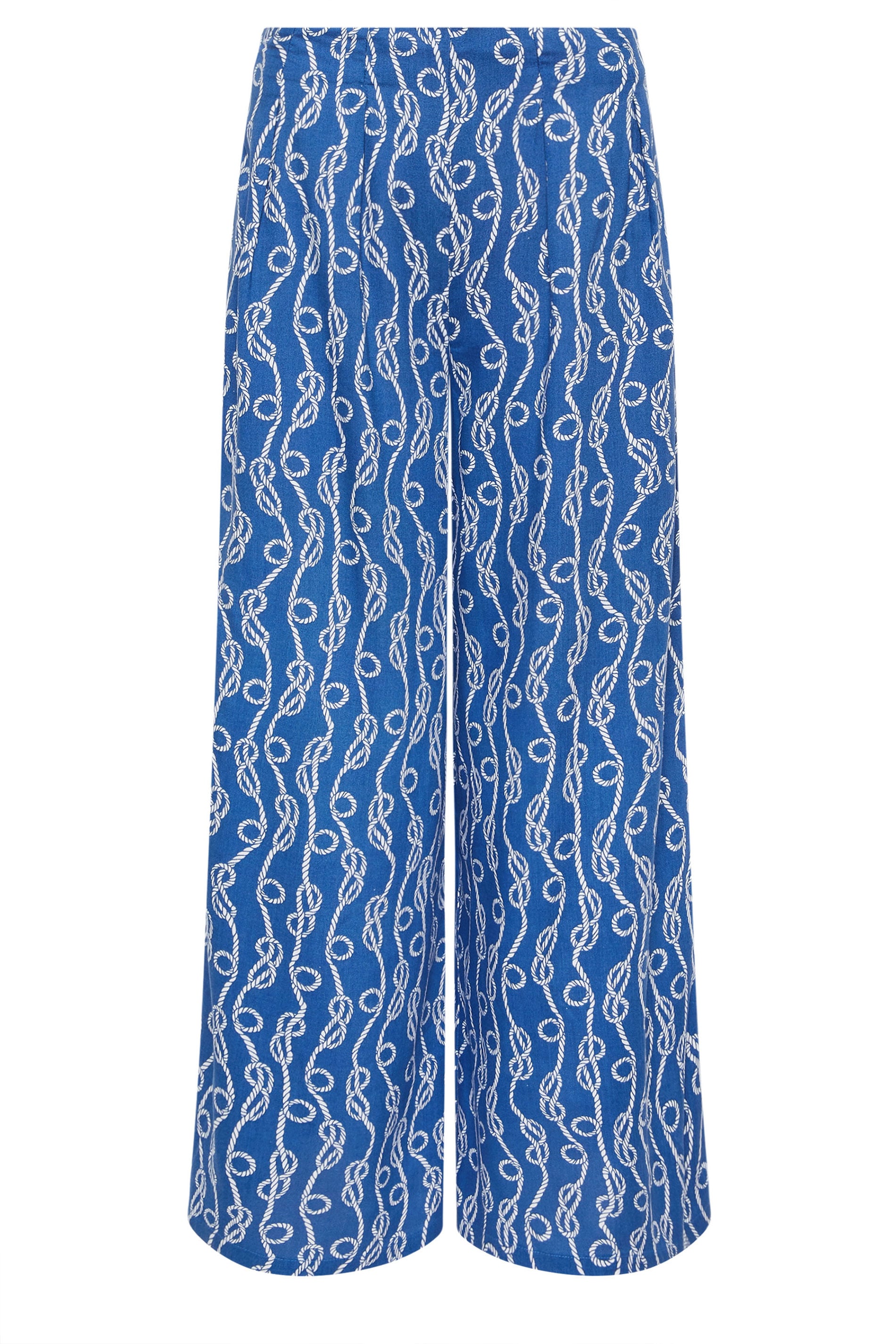 PixieGirl Petite Women's Blue Rope Print Palazzo Trousers | PixieGirl 5