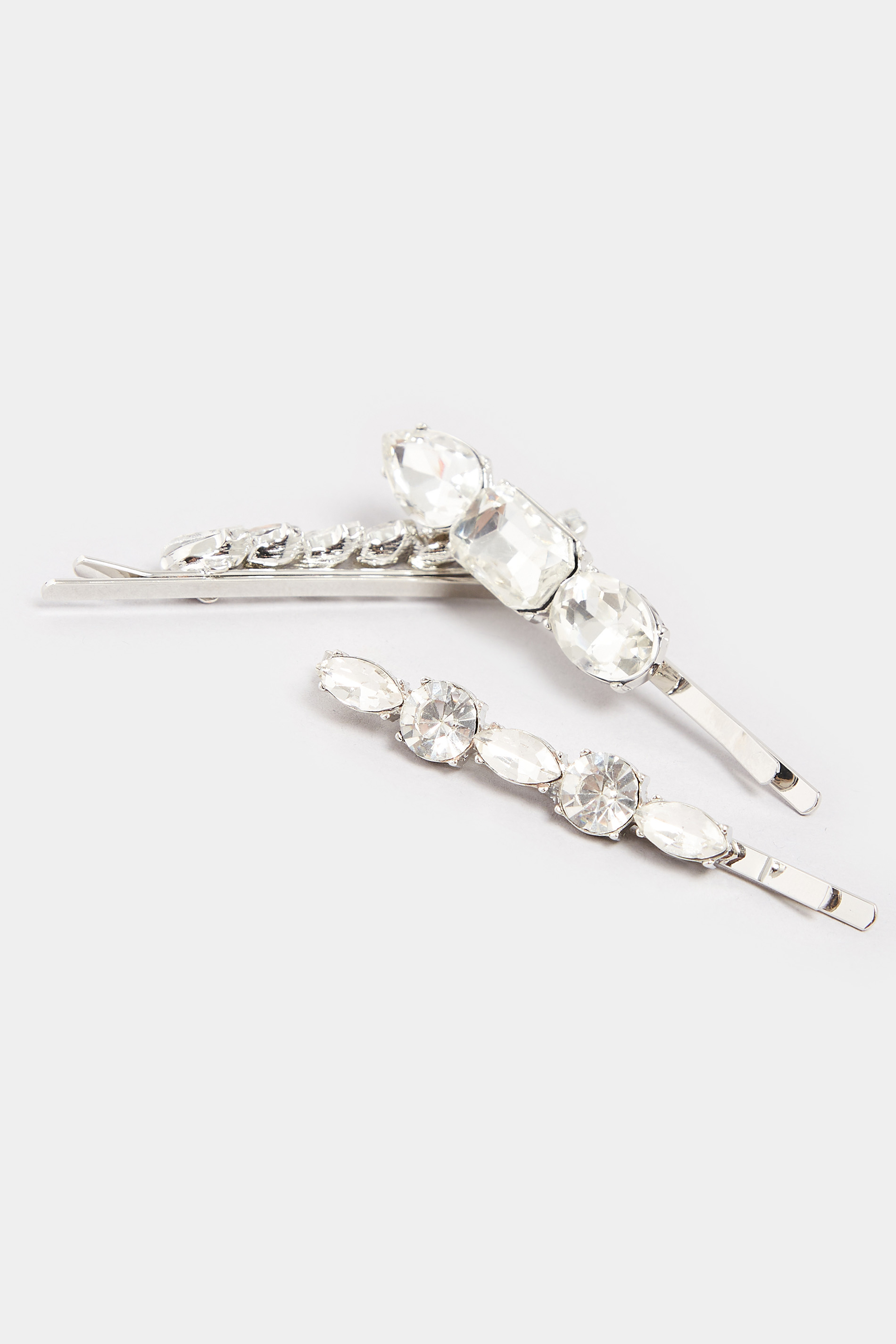 3 PACK Silver Crystal Hairslide Set | Yours Clothing 3