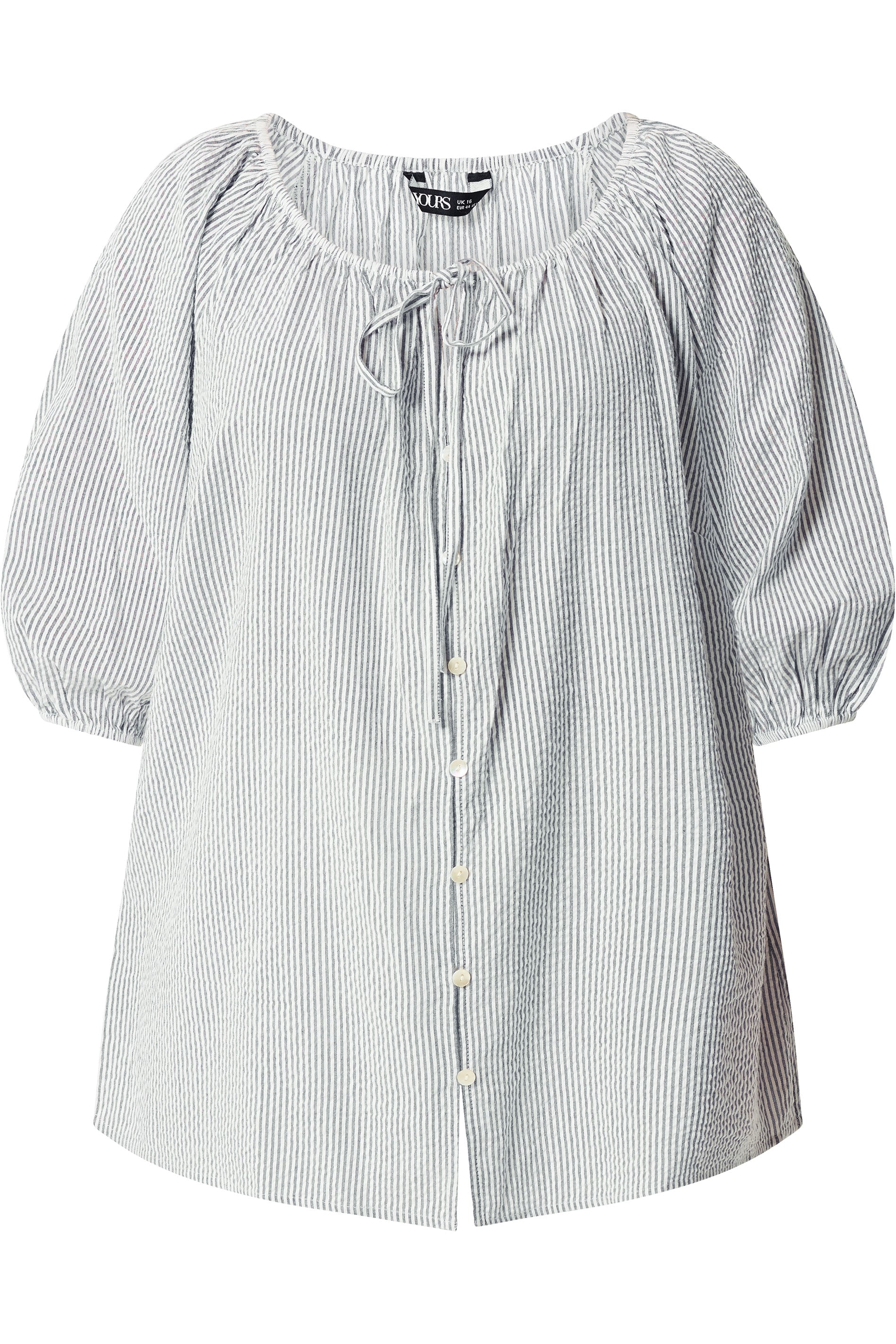 YOURS Plus Size Navy Blue Stripe Tie Detail Top | Yours Clothing 5
