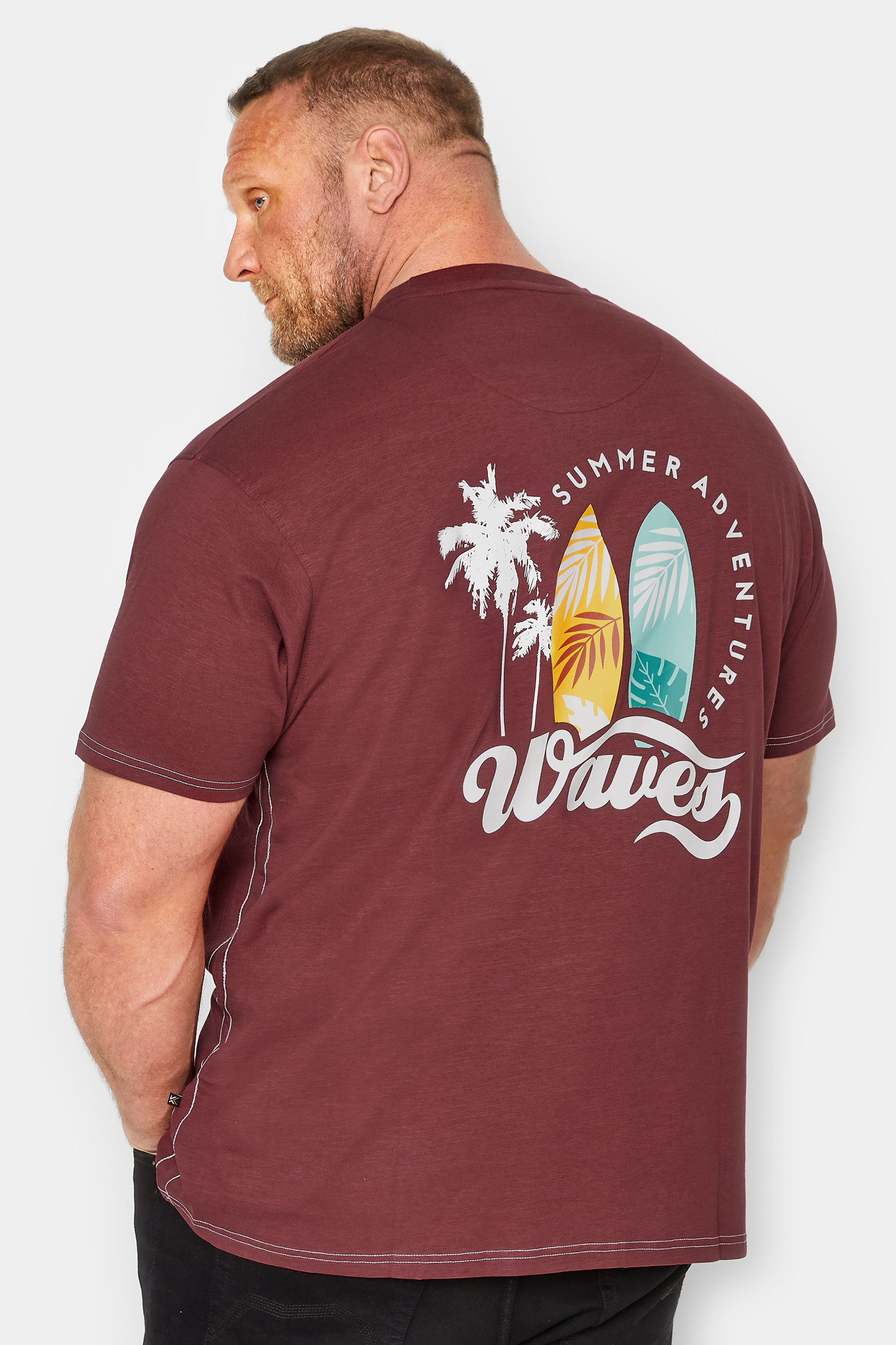 KAM Big & Tall Burgundy Red 'Summer Adventure' Print T-Shirt | BadRhino 2