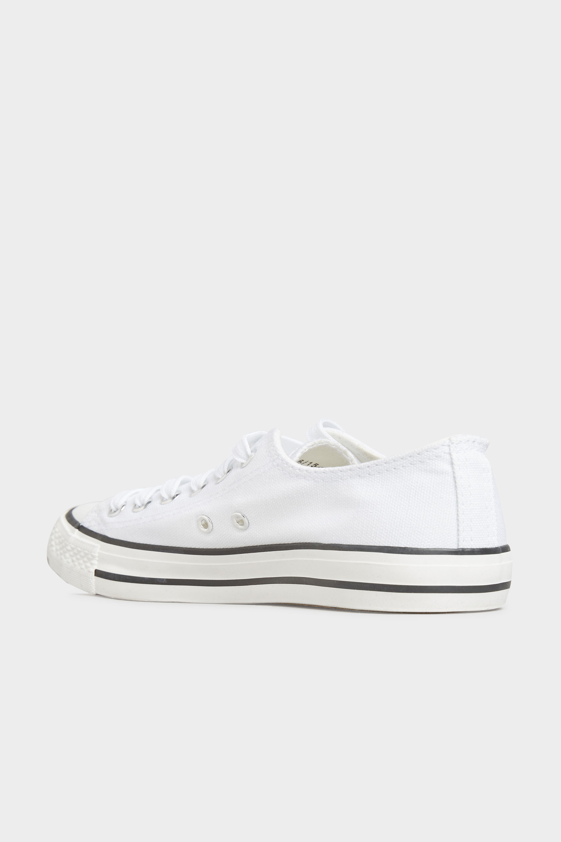 White Canvas Low Trainer In Wide Fit | Yours Clothing