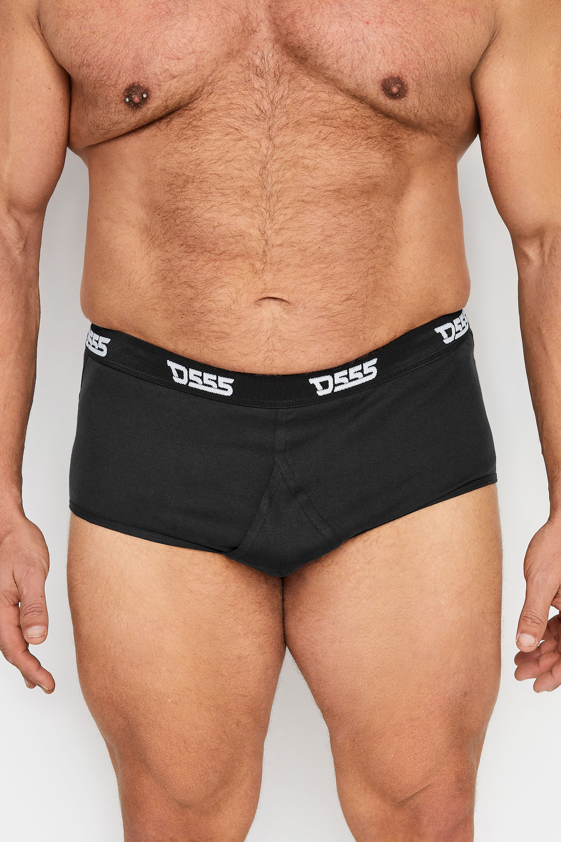 D555 2 PACK Big & Tall Black Branded Front Cotton Briefs | BadRhino 3