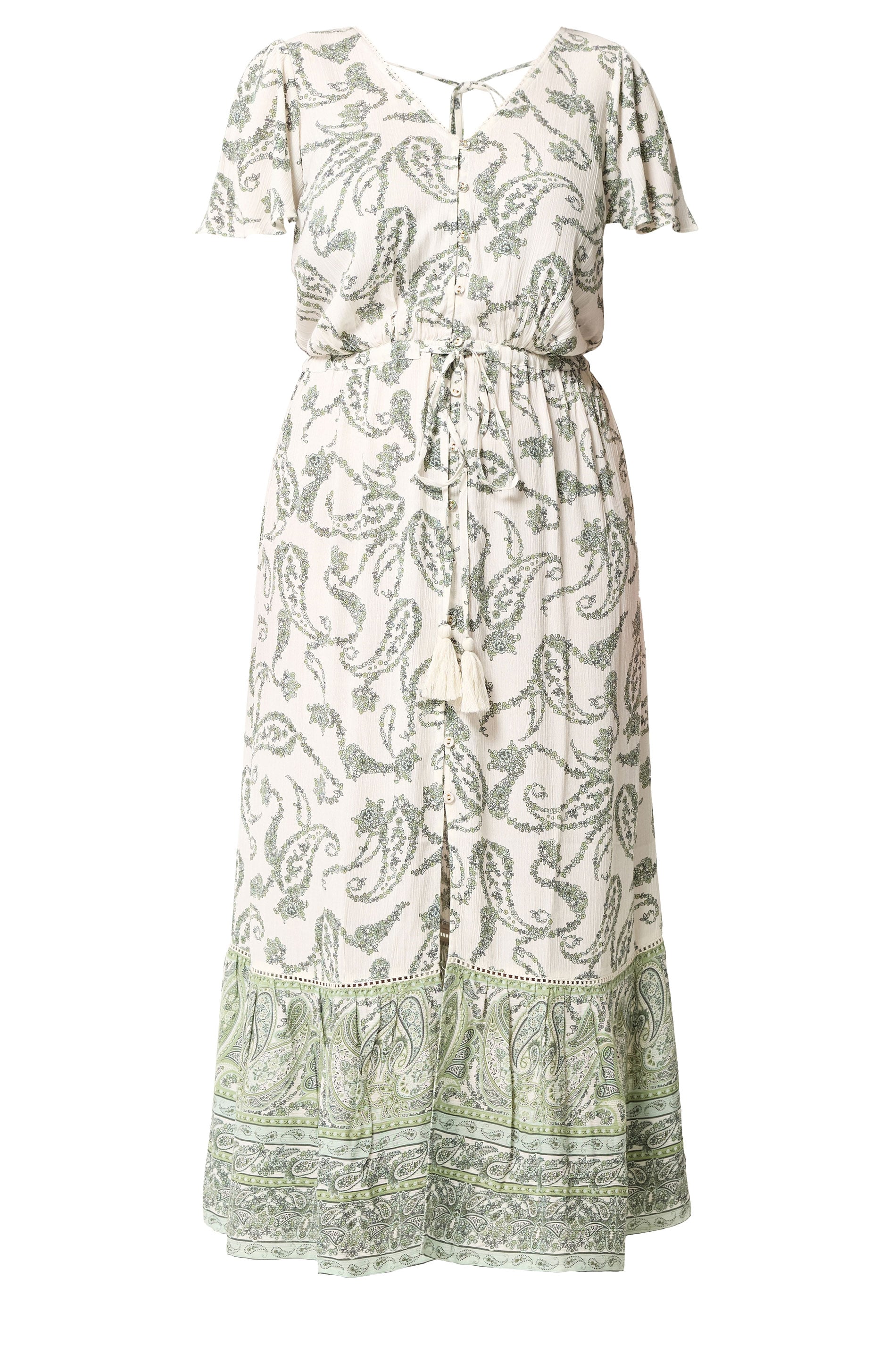 YOURS Plus Size Green Paisley Border Detail Dress | Yours Clothing 5