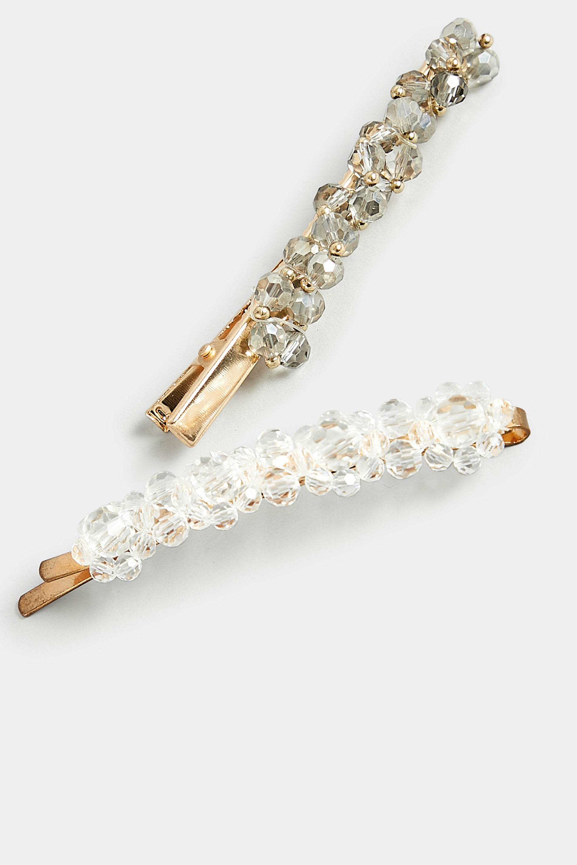 2 PACK Gold Diamante Bead Hair Clips | Yours Clothing 3