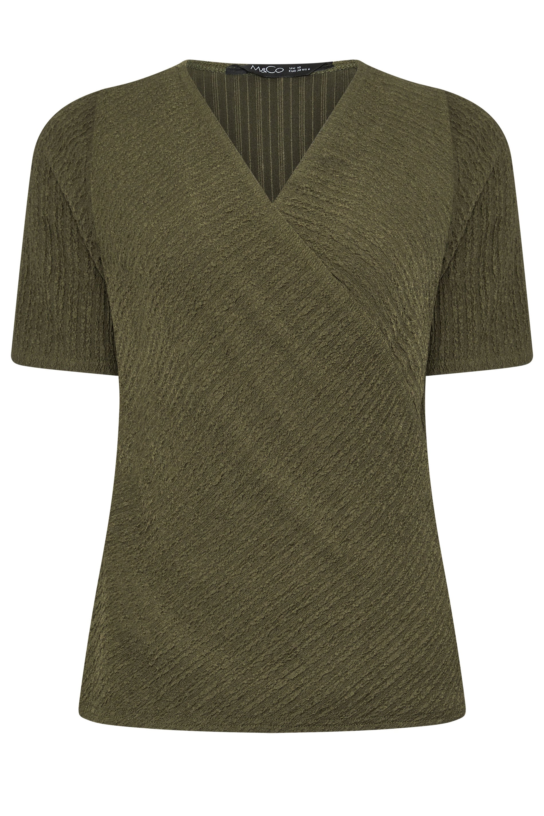 M&Co Khaki Green Textured Wrap Top | M&Co 6