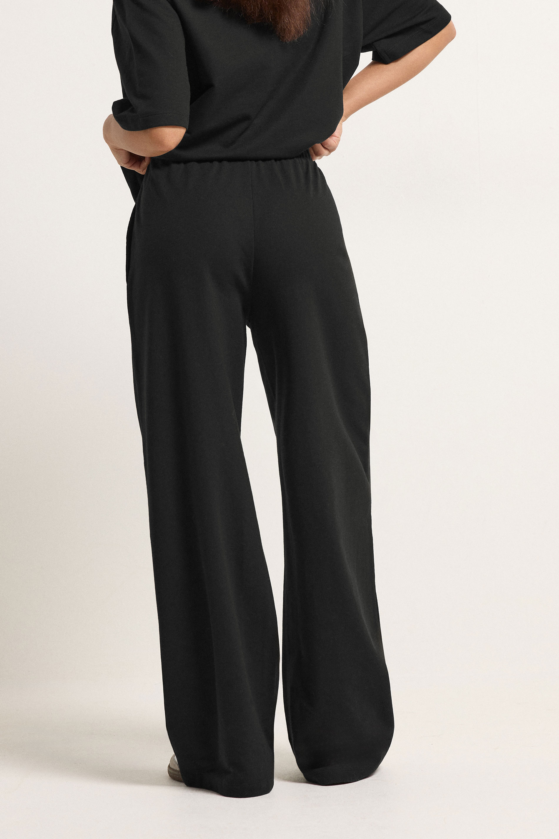 PixieGirl Petite Women's Black Wide Leg Joggers | PixieGirl 2