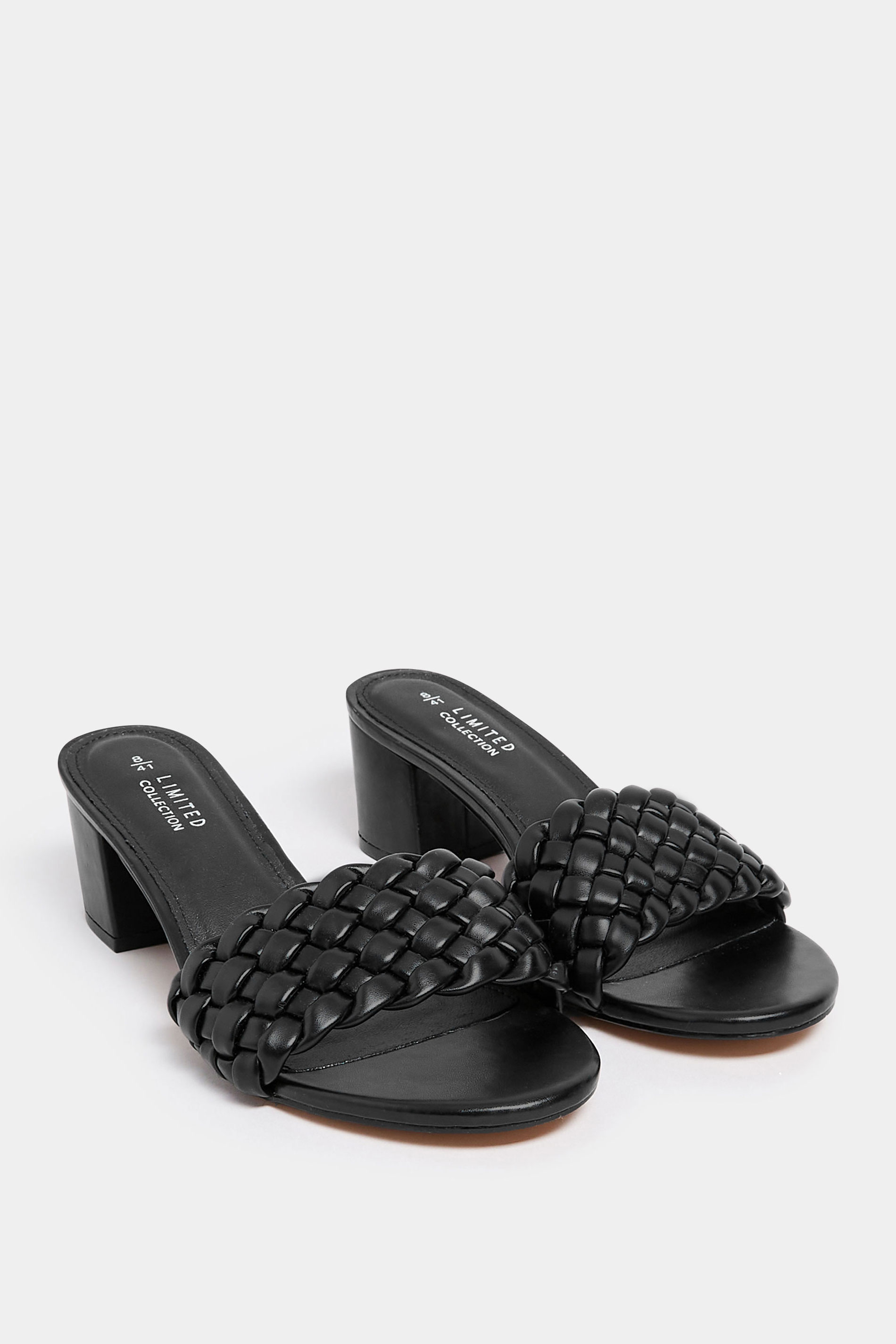 LIMTIED COLLECTION Black Plaited Mule In Wide E Fit & Extra Wide EEE Fit | Yours Clothing 2