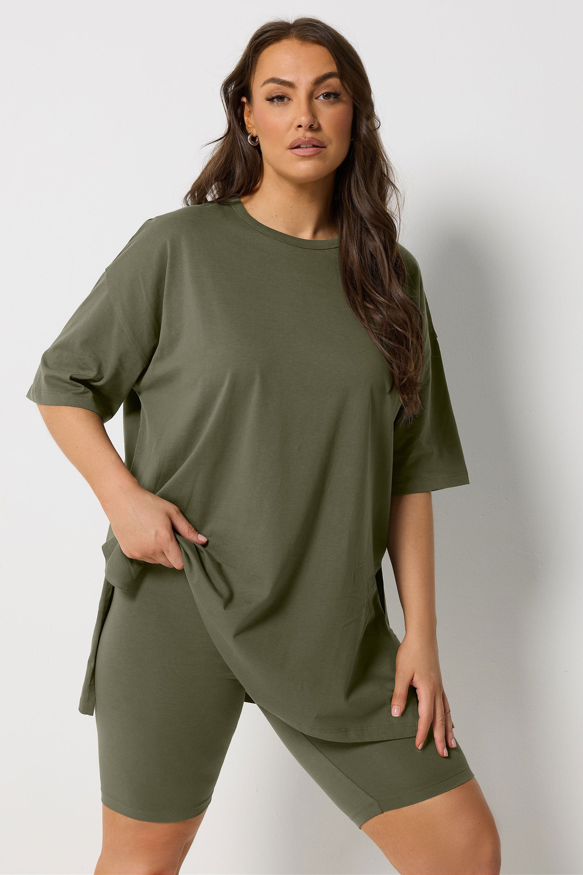 YOURS Plus Size Khaki Green Shorts | Yours Clothing 3