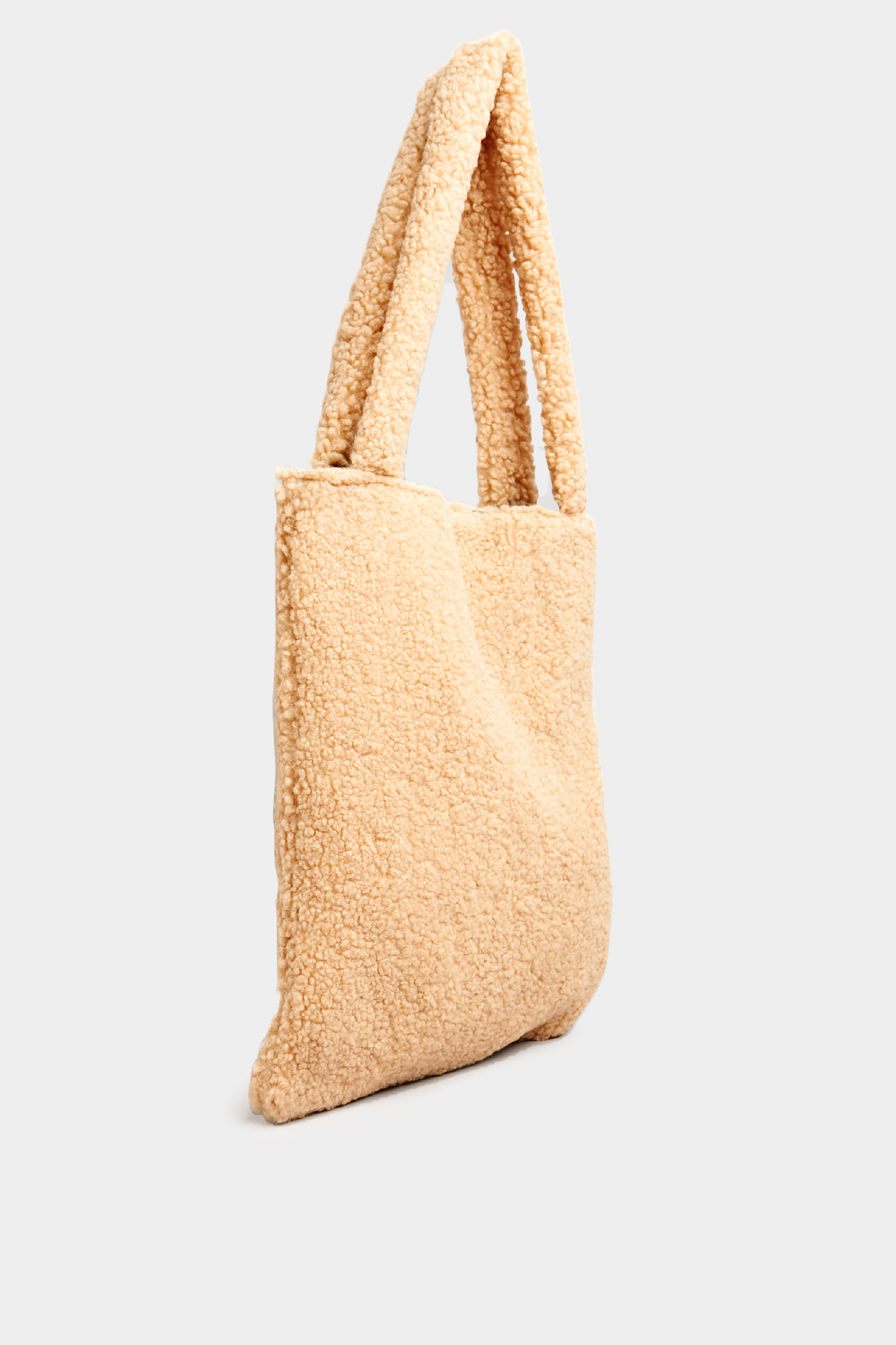 Beige Brown Shearling Teddy Tote Bag | Yours Clothing 3
