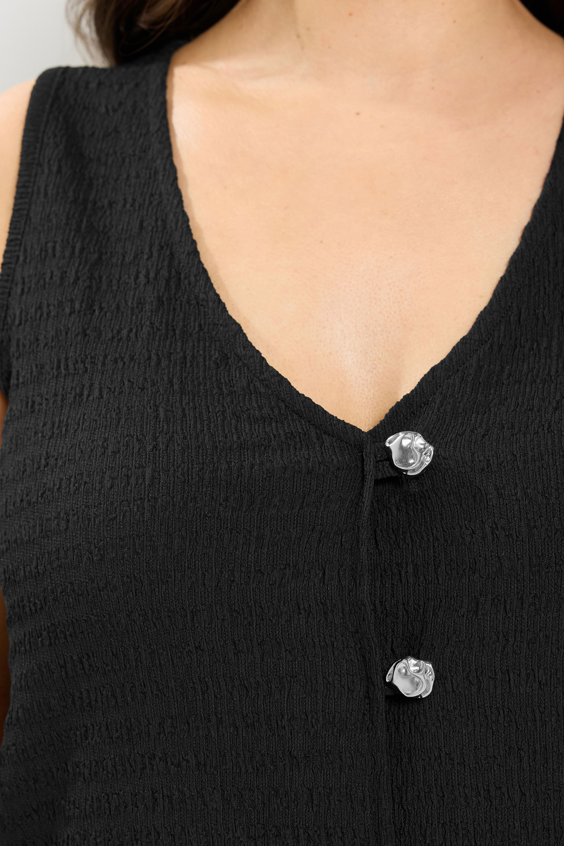 YOURS Plus Size Black Textured Button Through Waistcoat | Yours Clothing 4