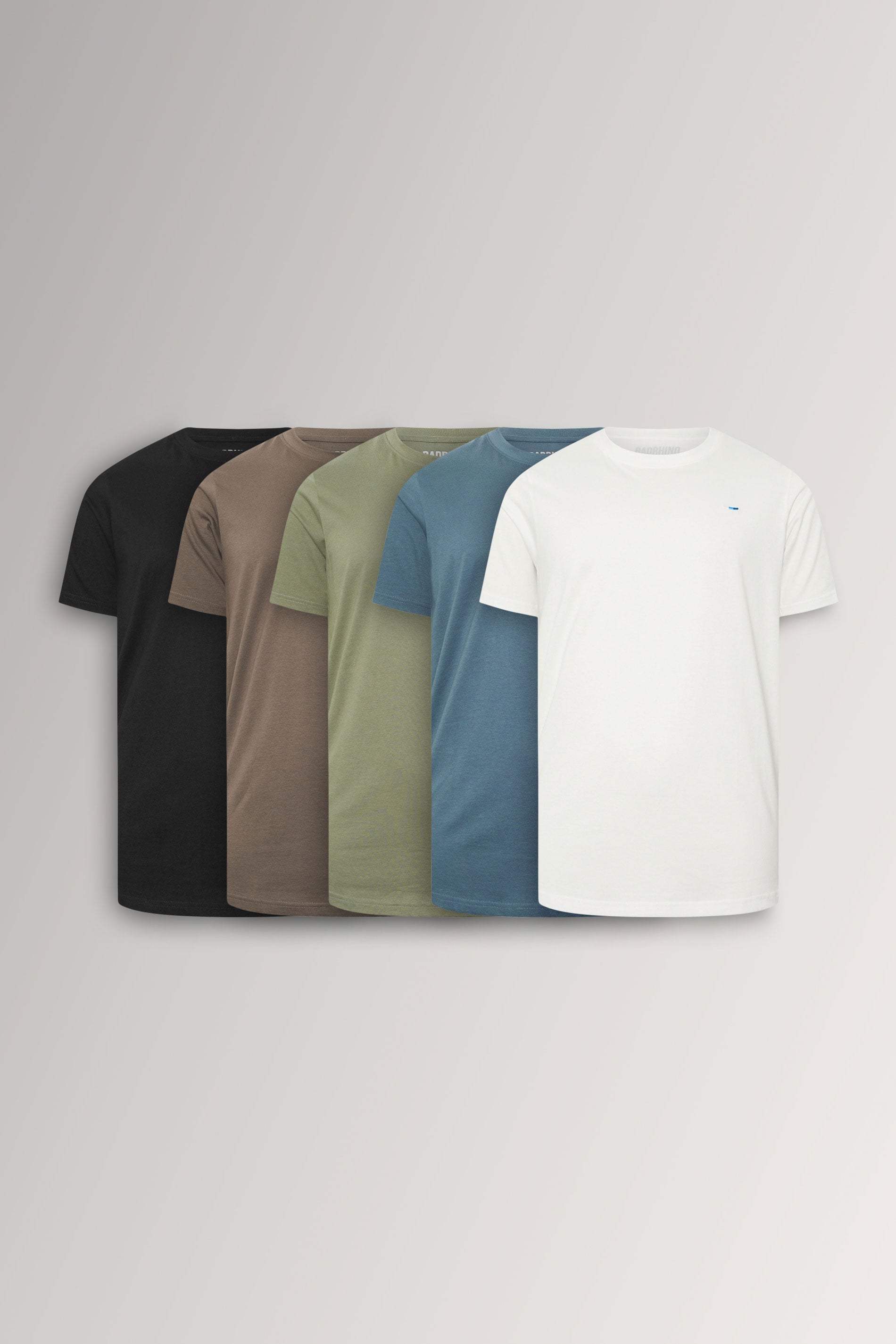 BadRhino Big & Tall 5 PACK Black/Green/Off White/Brown/Blue Extra Long T-Shirts 3