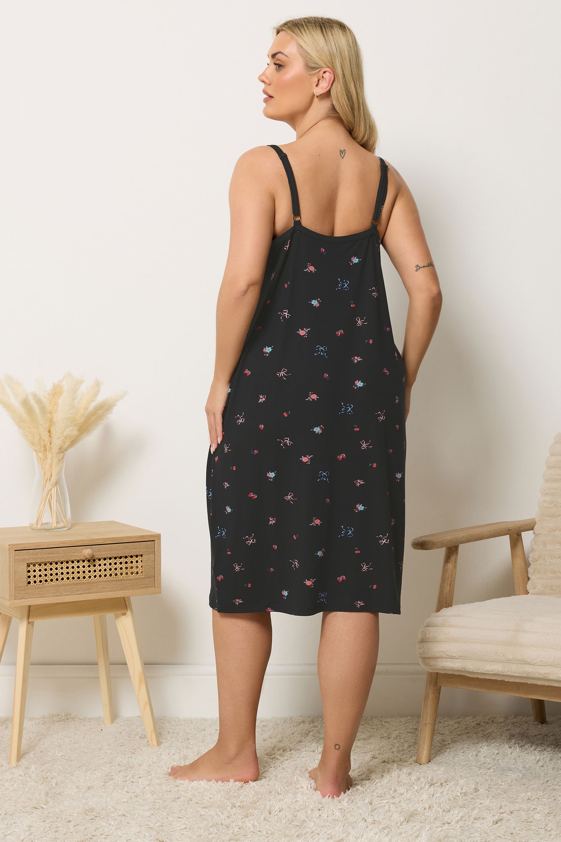 YOURS Curve Plus Size Floral Soft Touch Chemise Nightdress | Yours Clothing 2
