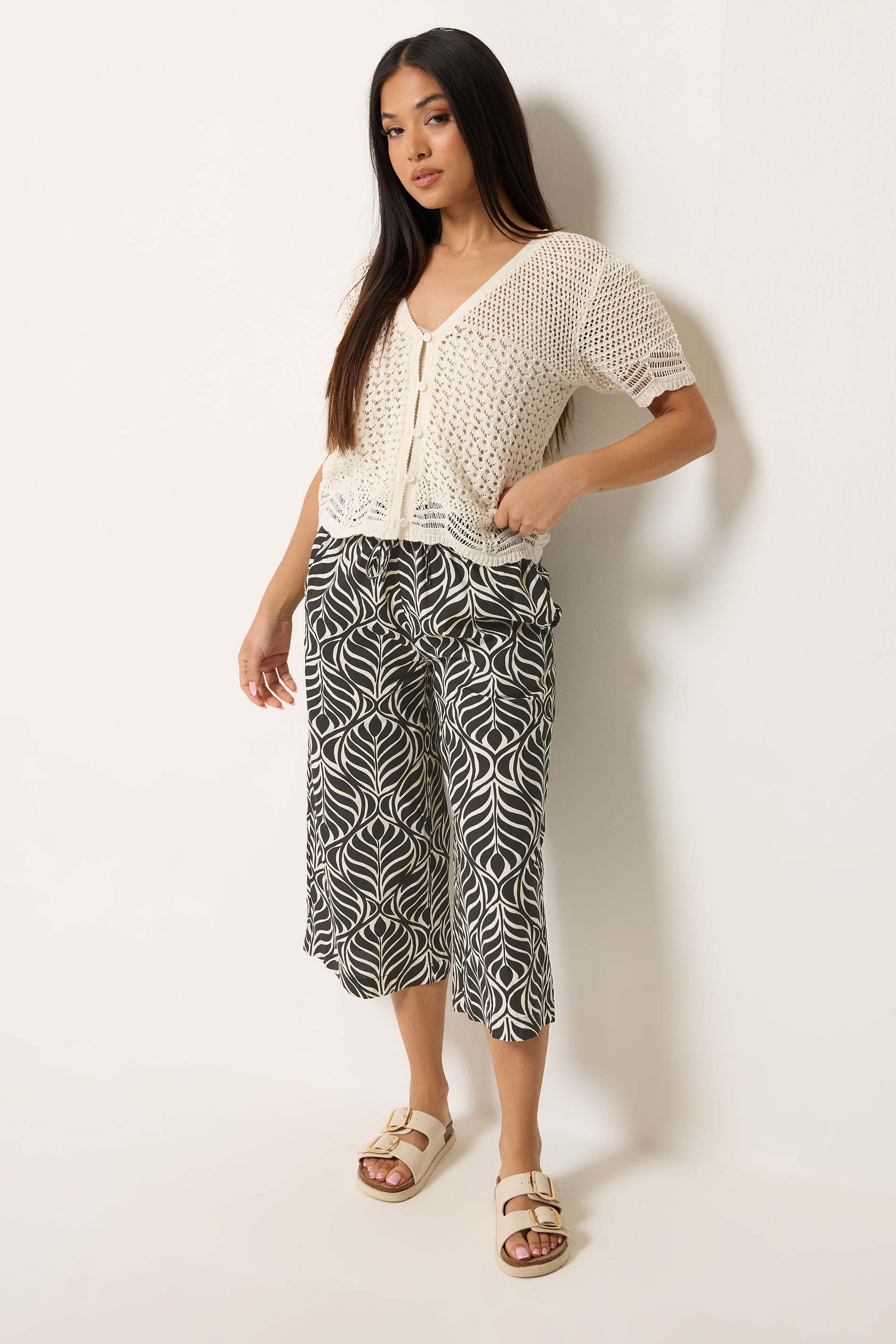M&Co Petite Black Abstract Print Culottes | M&Co 1