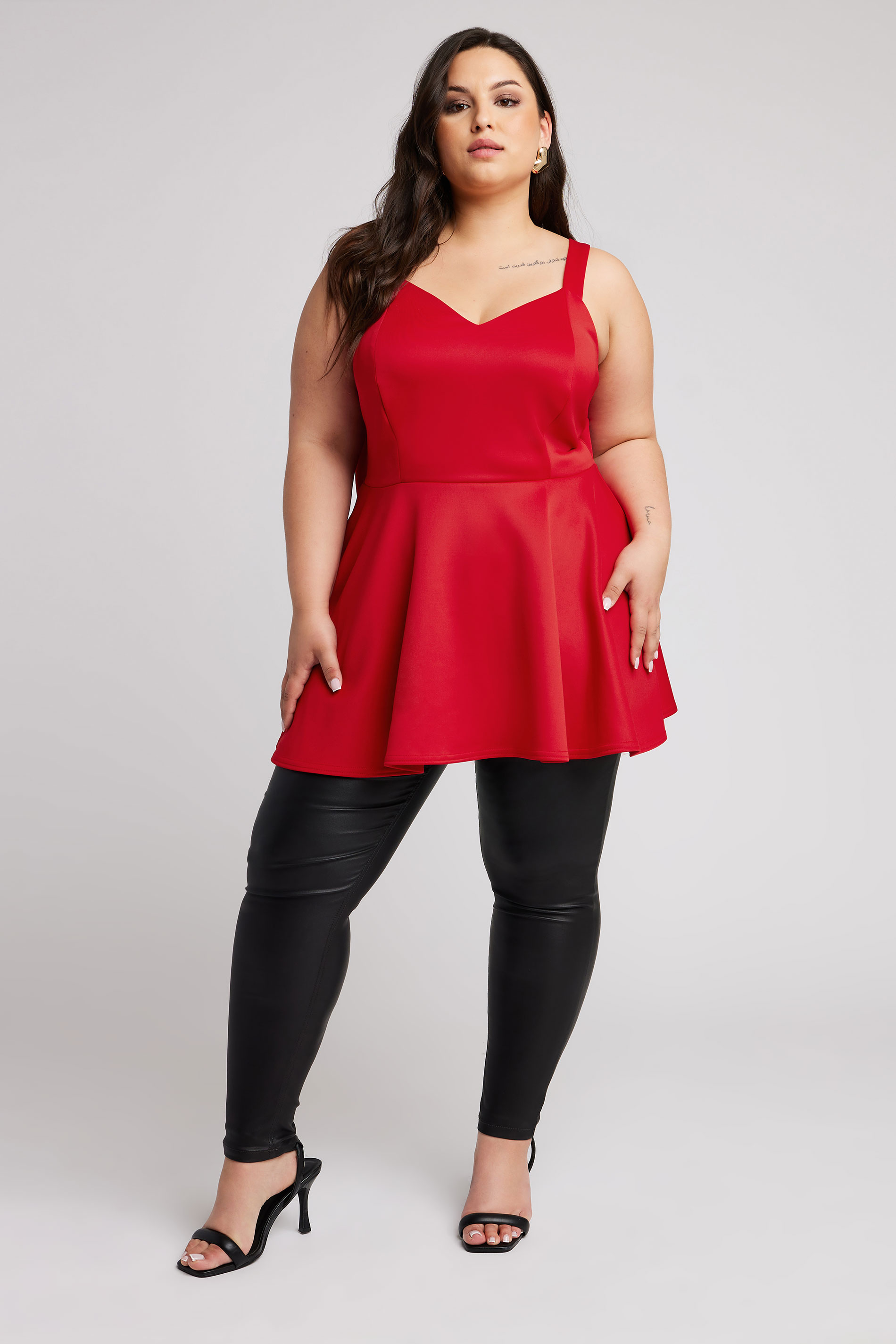 YOURS LONDON Plus Size Red Bow Back Peplum Top | Yours Clothing 3