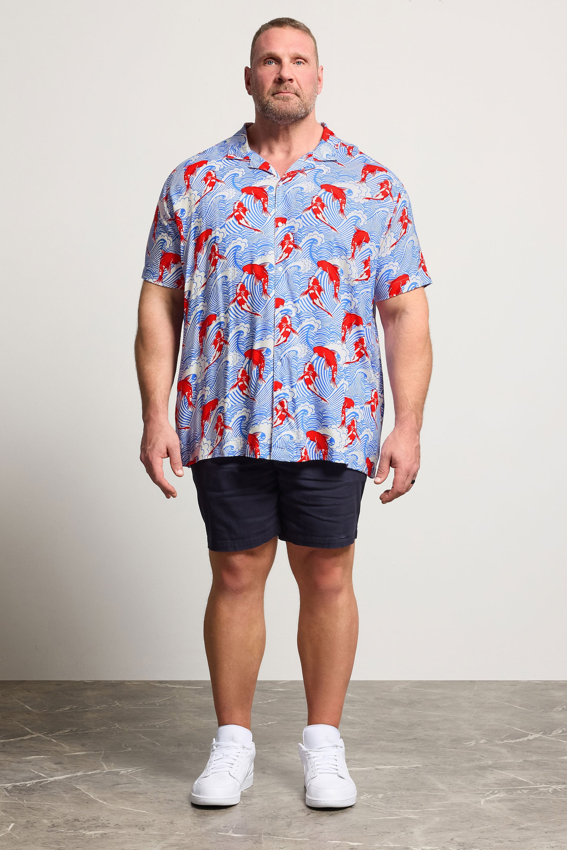 BadRhino Big & Tall Blue Koi Fish Print Shirt | BadRhino 2