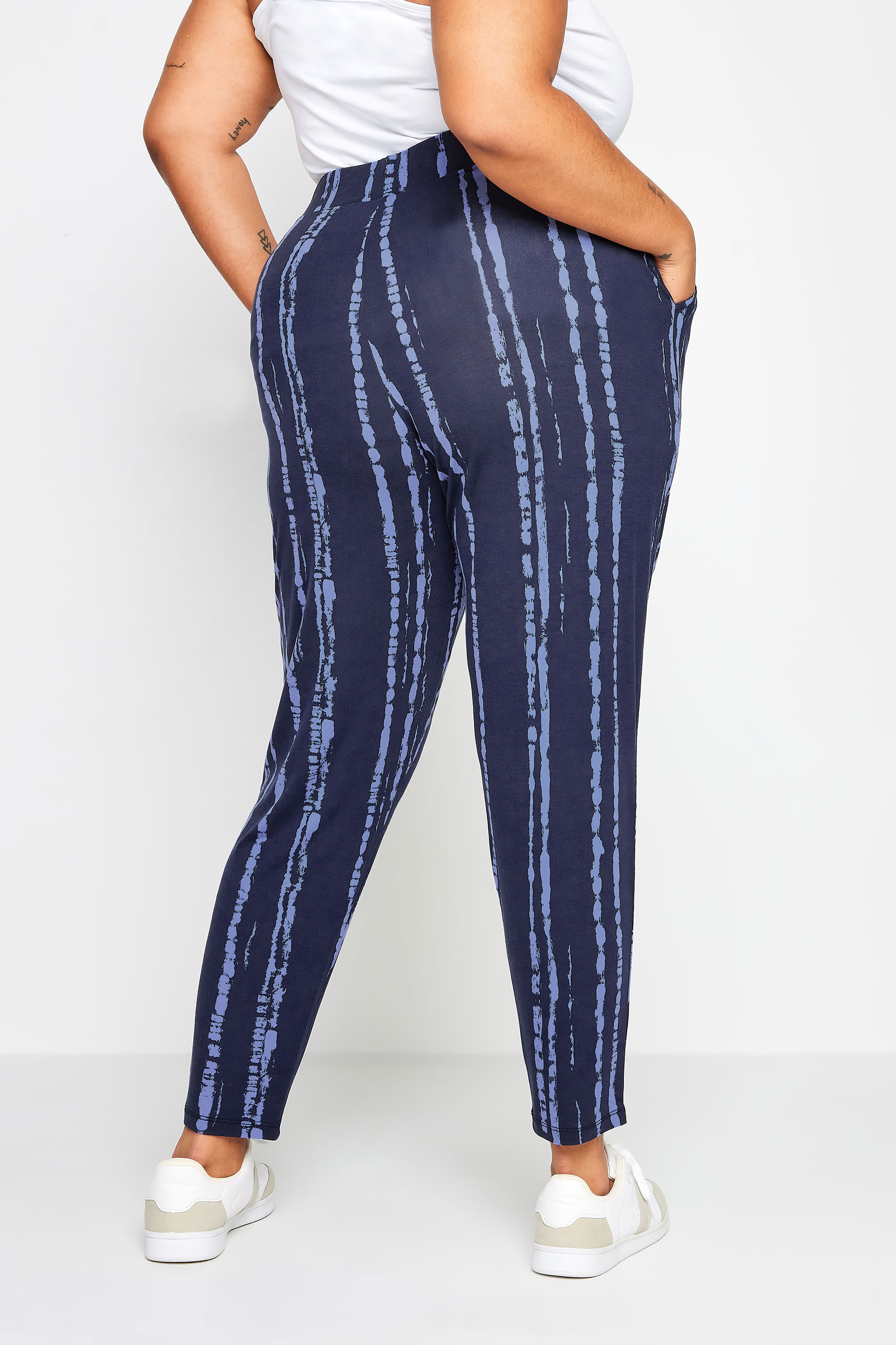 YOURS Plus Size Navy Blue Double Pleated Harem Trousers | Yours Clothing 3