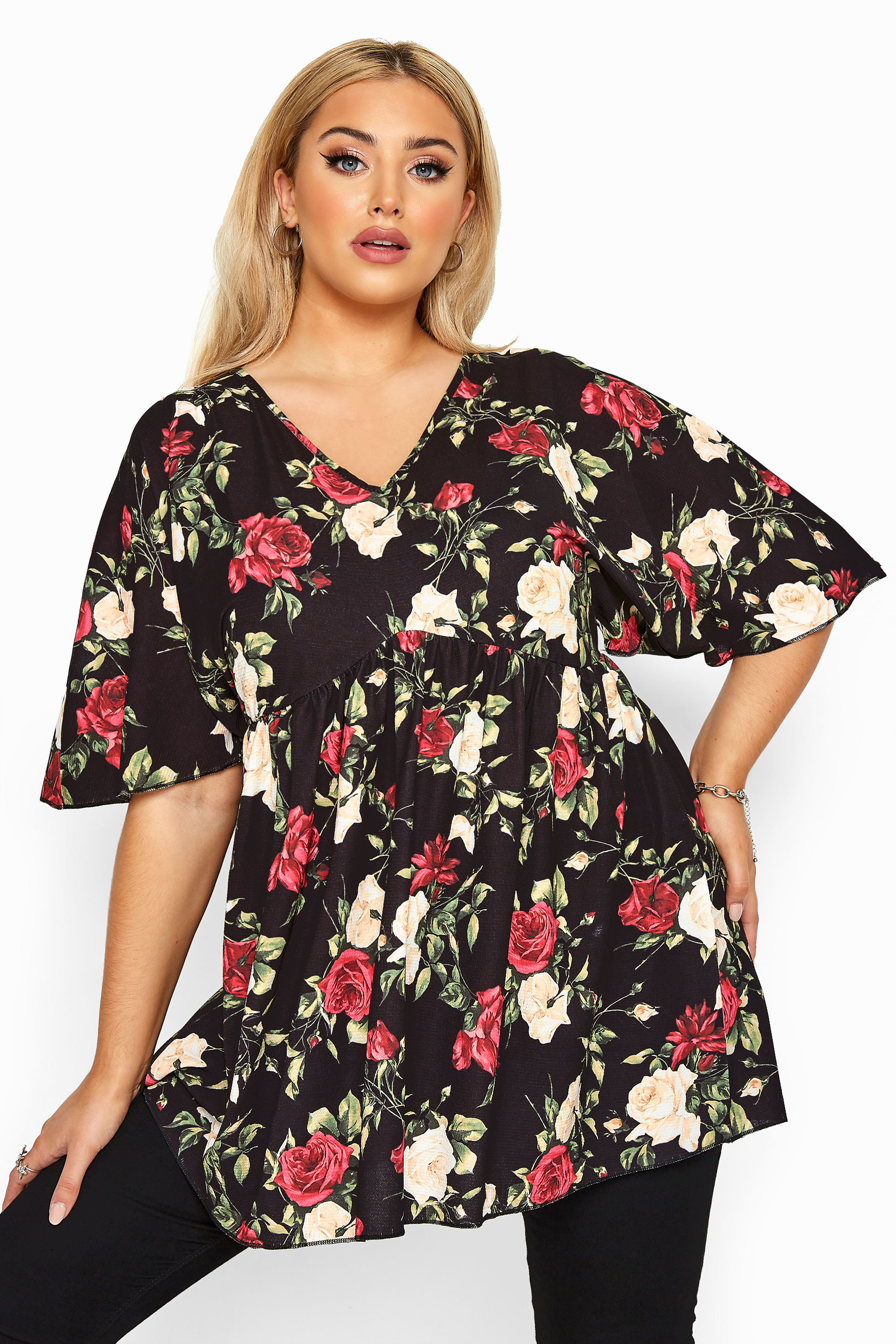 LIMITED COLLECTION Black Floral Kimono Sleeve Top 1