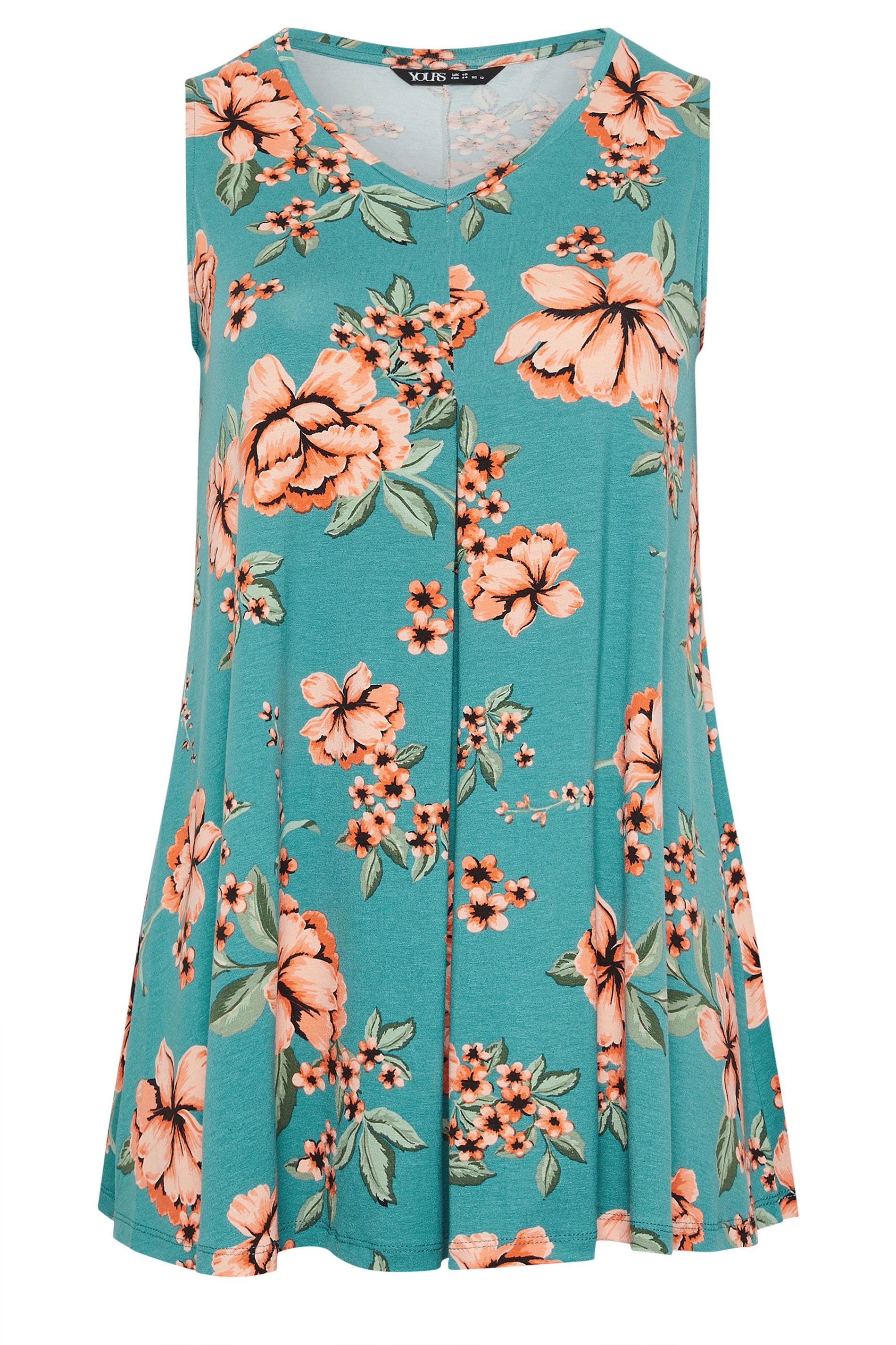 YOURS Plus Size Blue Floral Pleat Vest Top  |Yours Clothing 5