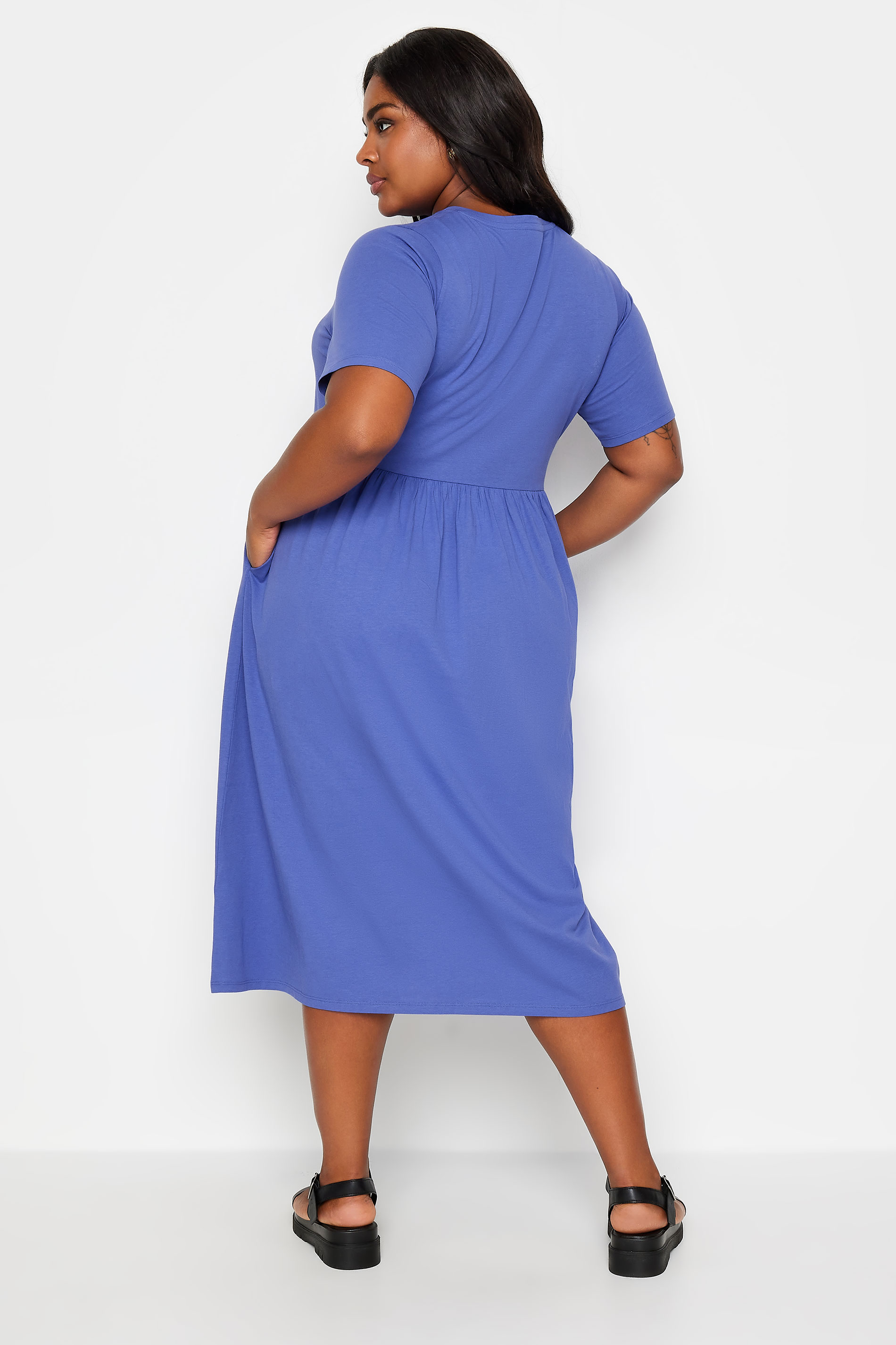 YOURS Plus Size Blue Pure Cotton Midaxi Dress | Yours Clothing 3