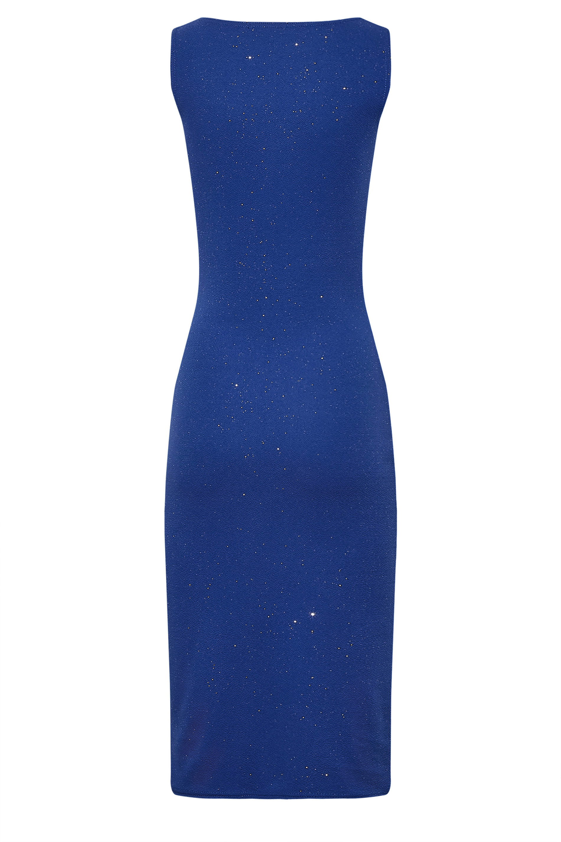 LTS Tall Women's Blue Glitter Sleeveless Notch Neck Midi Dress | Long ...