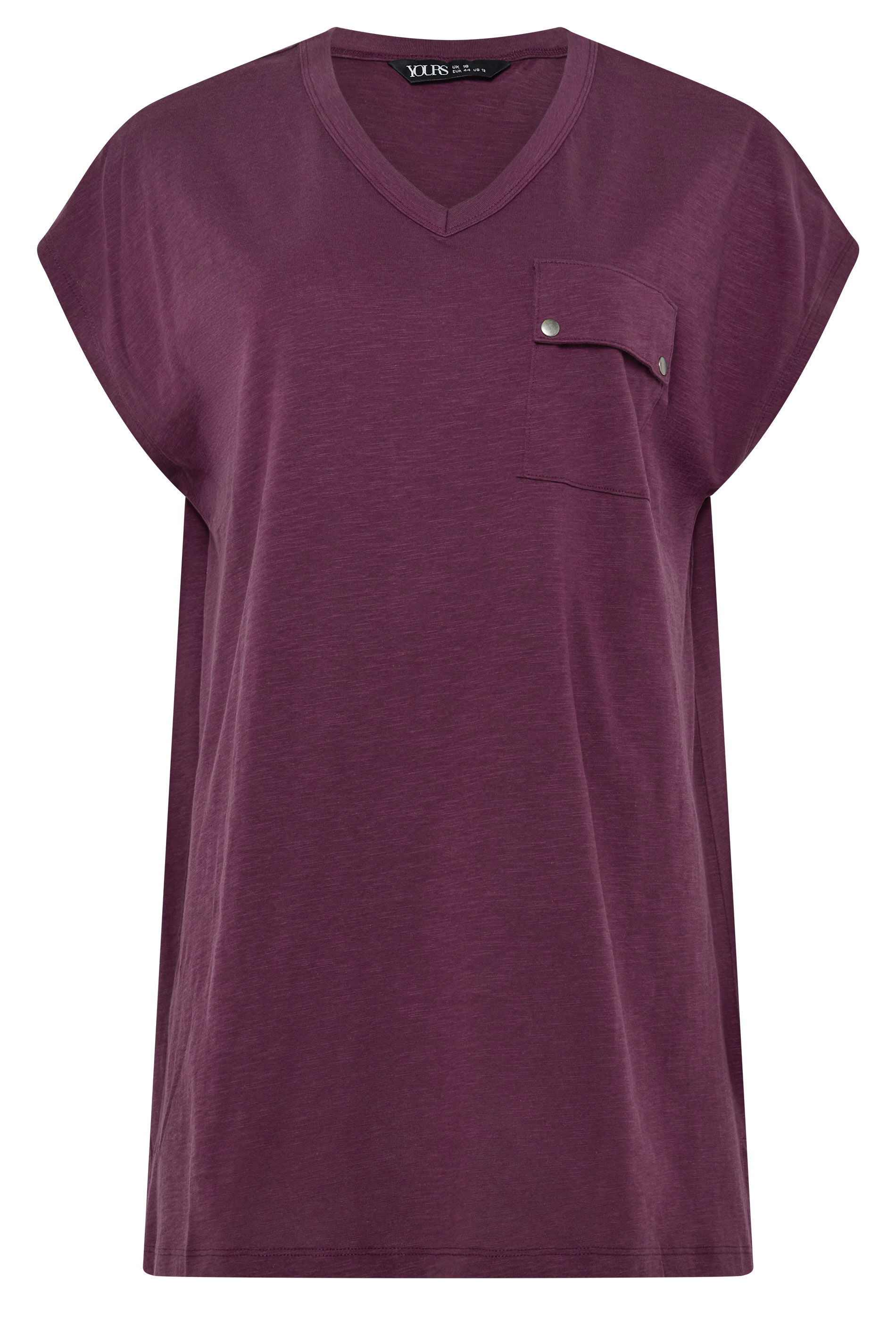 YOURS Plus Size Purple Stud Pocket T-Shirt | Yours Clothing 5