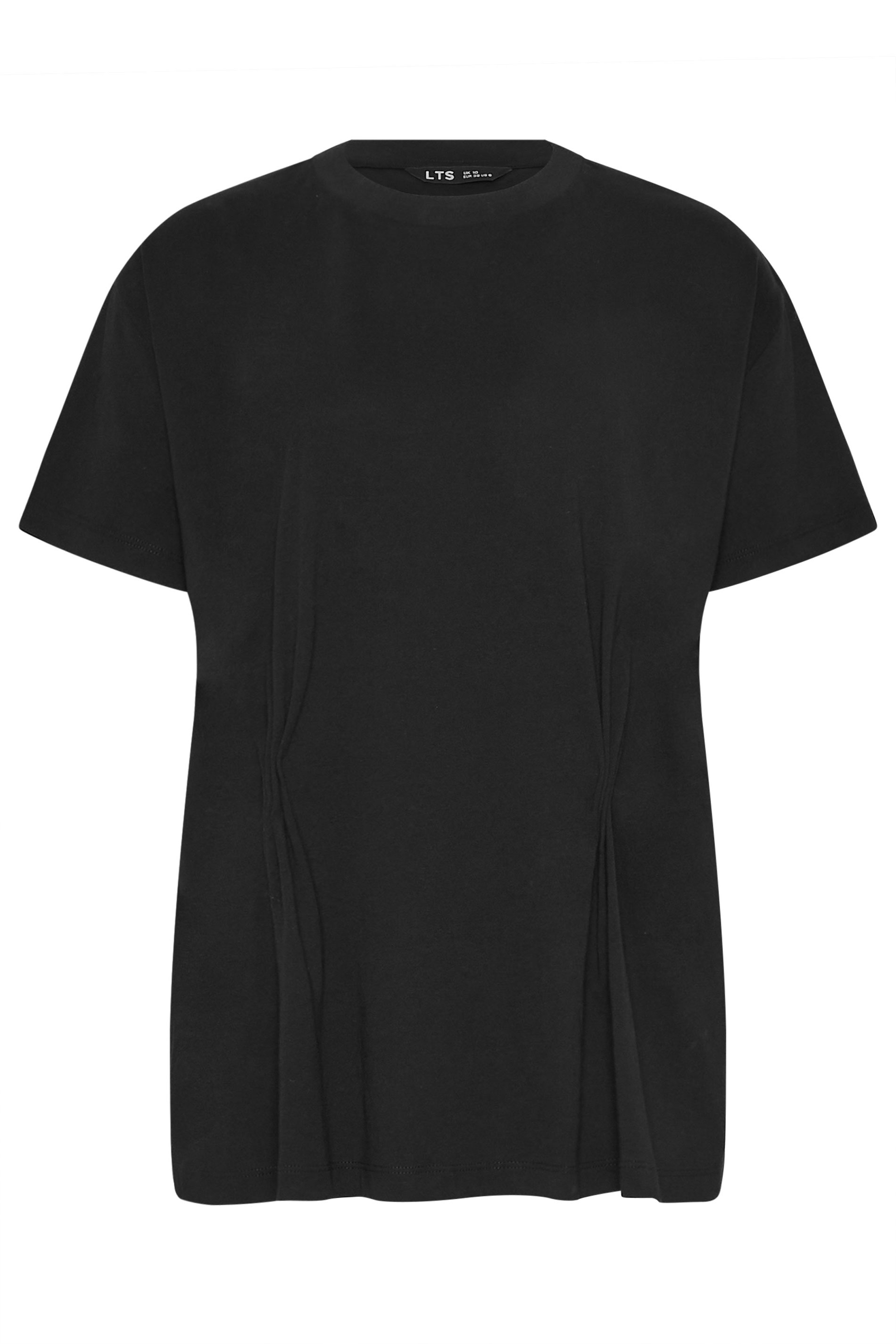 LTS Tall Women's Black Pleat Front Cotton T-Shirt | Long Tall Sally 5