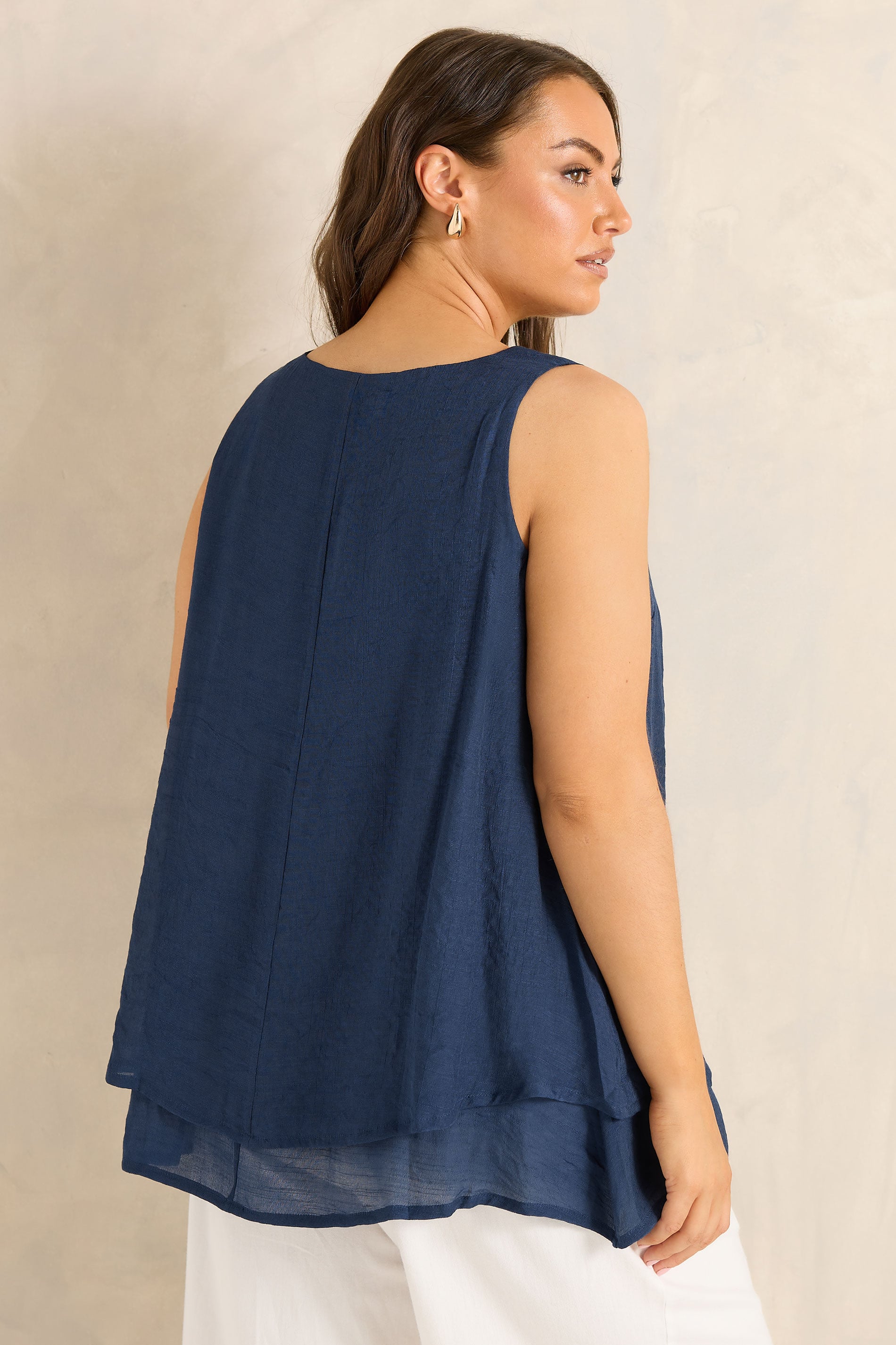EVANS Plus Size Navy Blue Double Layer Vest Top | Evans 2