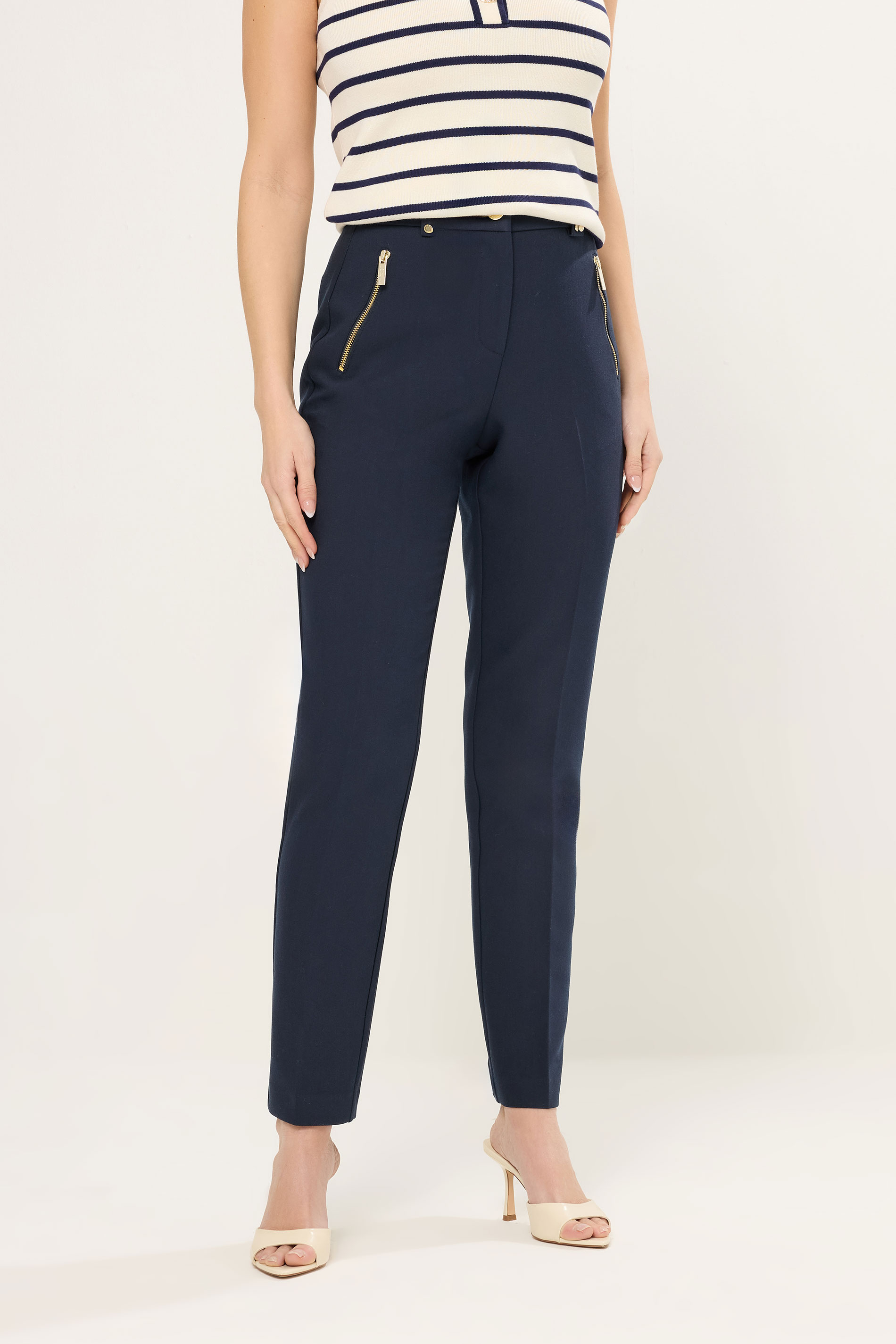 STAR Navy Blue Tailored Straight Leg Trousers | StarByJM 1