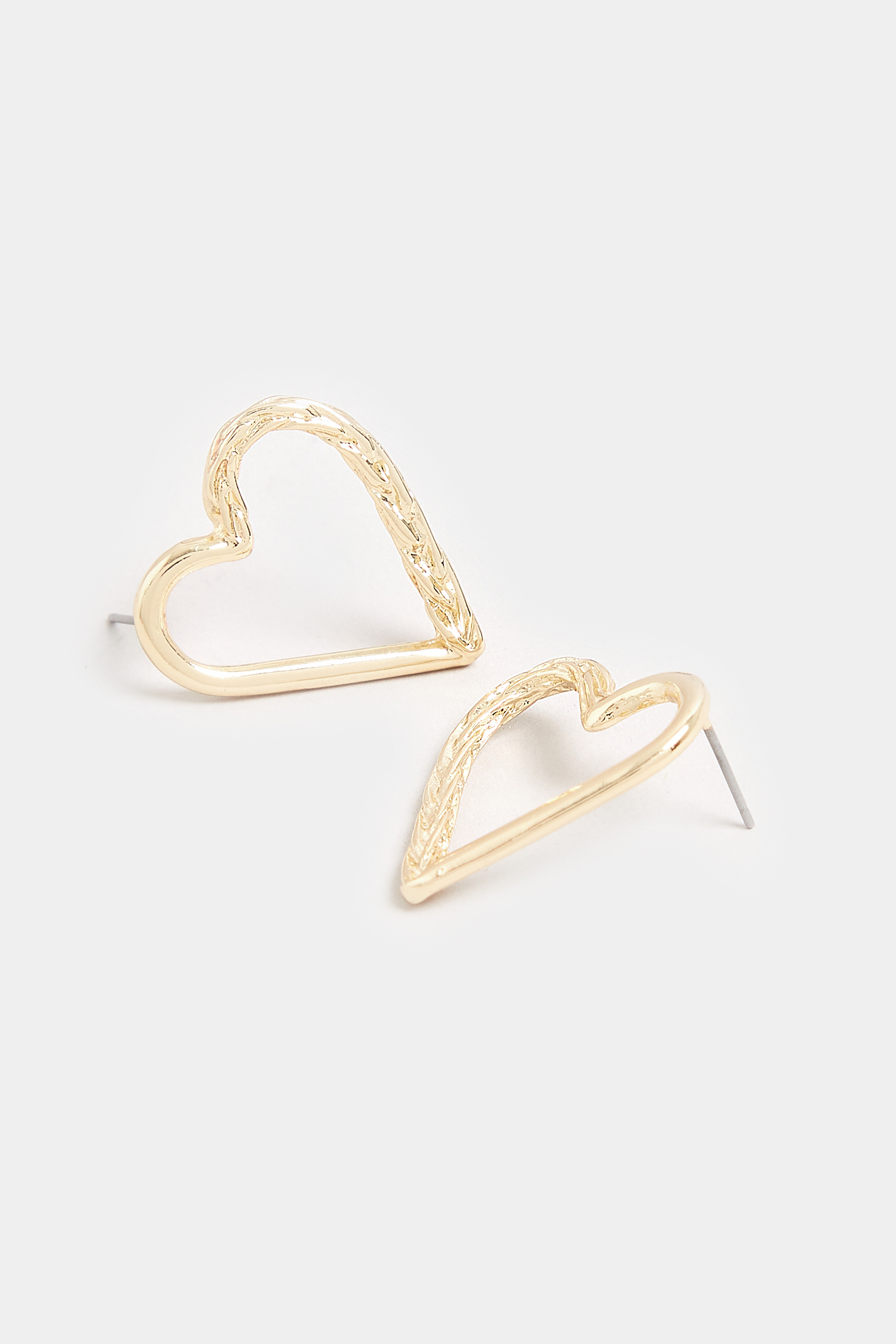 Gold Twist Heart Earrings | Yours Clothing 3