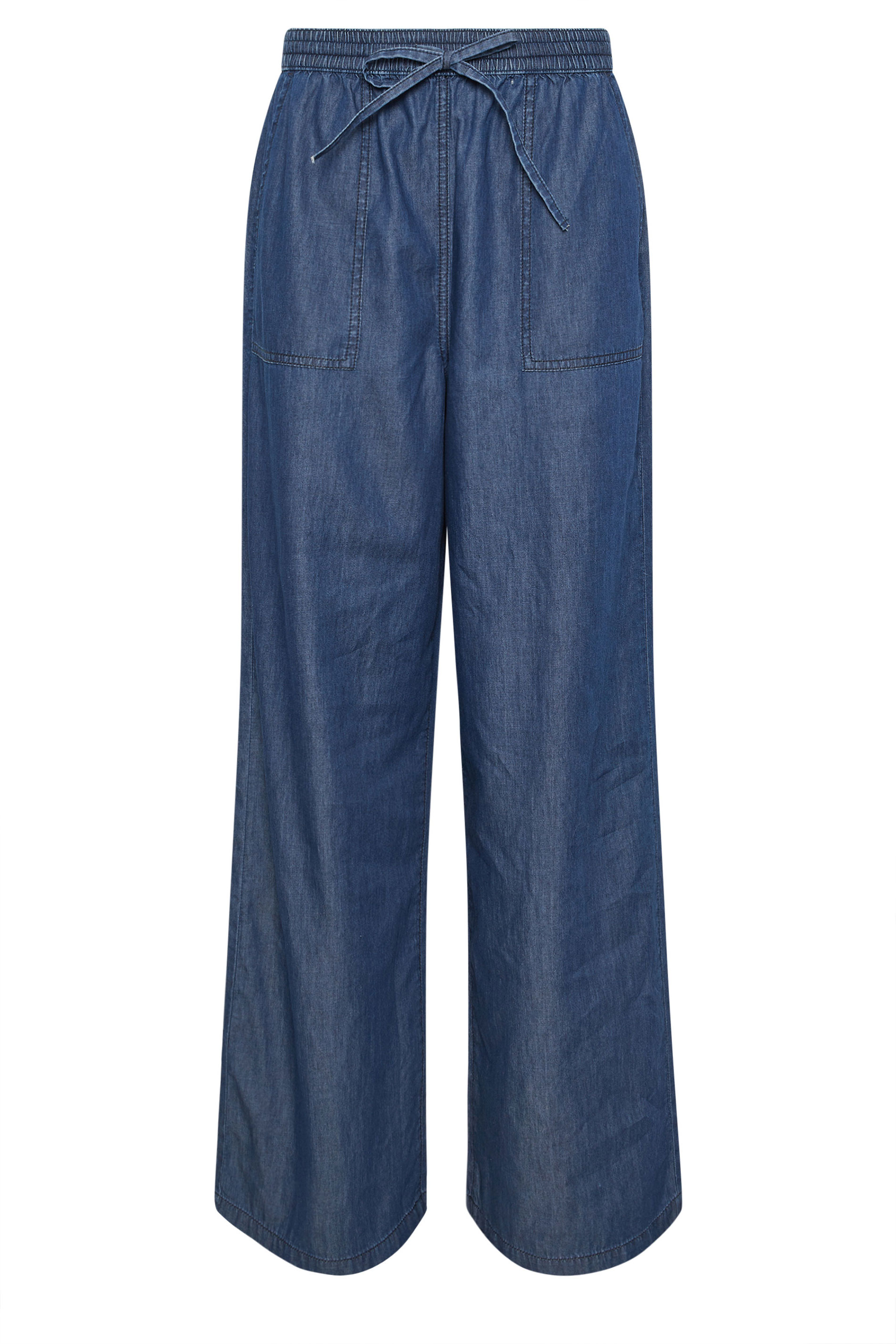 LTS Tall Women's Dark Blue Pull On Cotton Wide Leg Jeans | Long Tall Sally 6