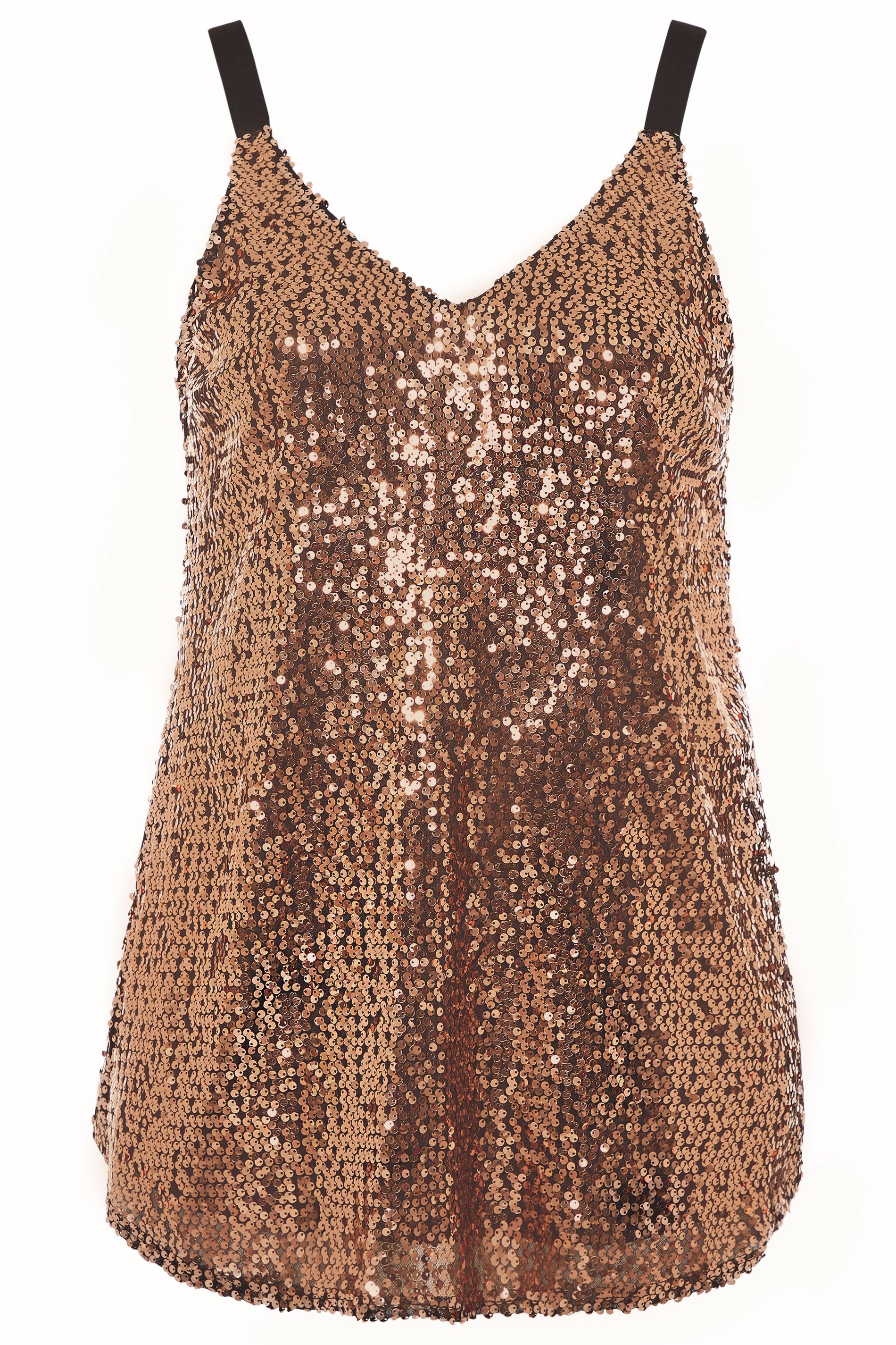 YOURS LONDON Bronze Sequin Cami Top | Yours Clothing