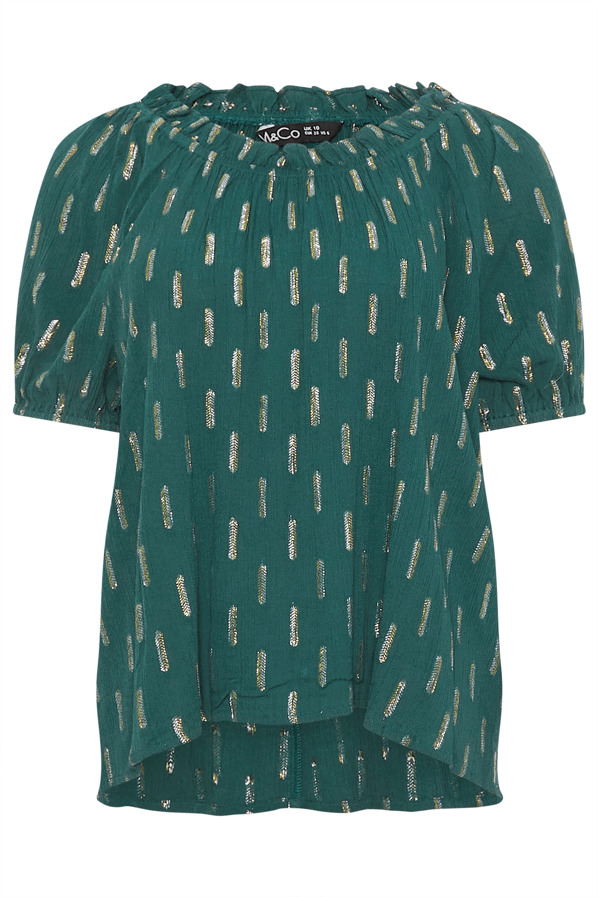 M&Co Teal Green Foil Detail Blouse | M&Co 5