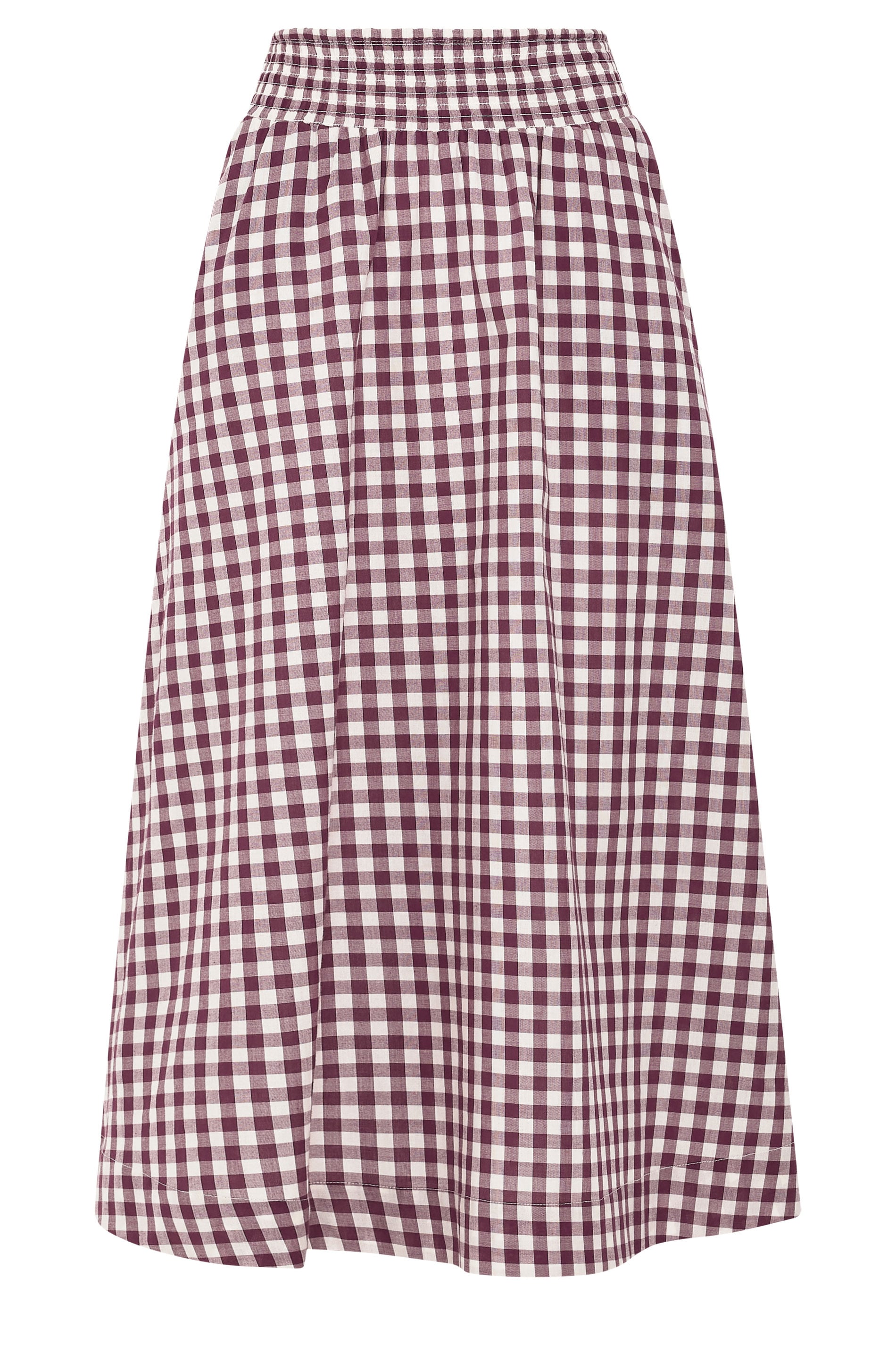 PixieGirl Petite Women's Plum Purple Gingham Cotton Shirred Maxi Skirt | PixieGirl 6